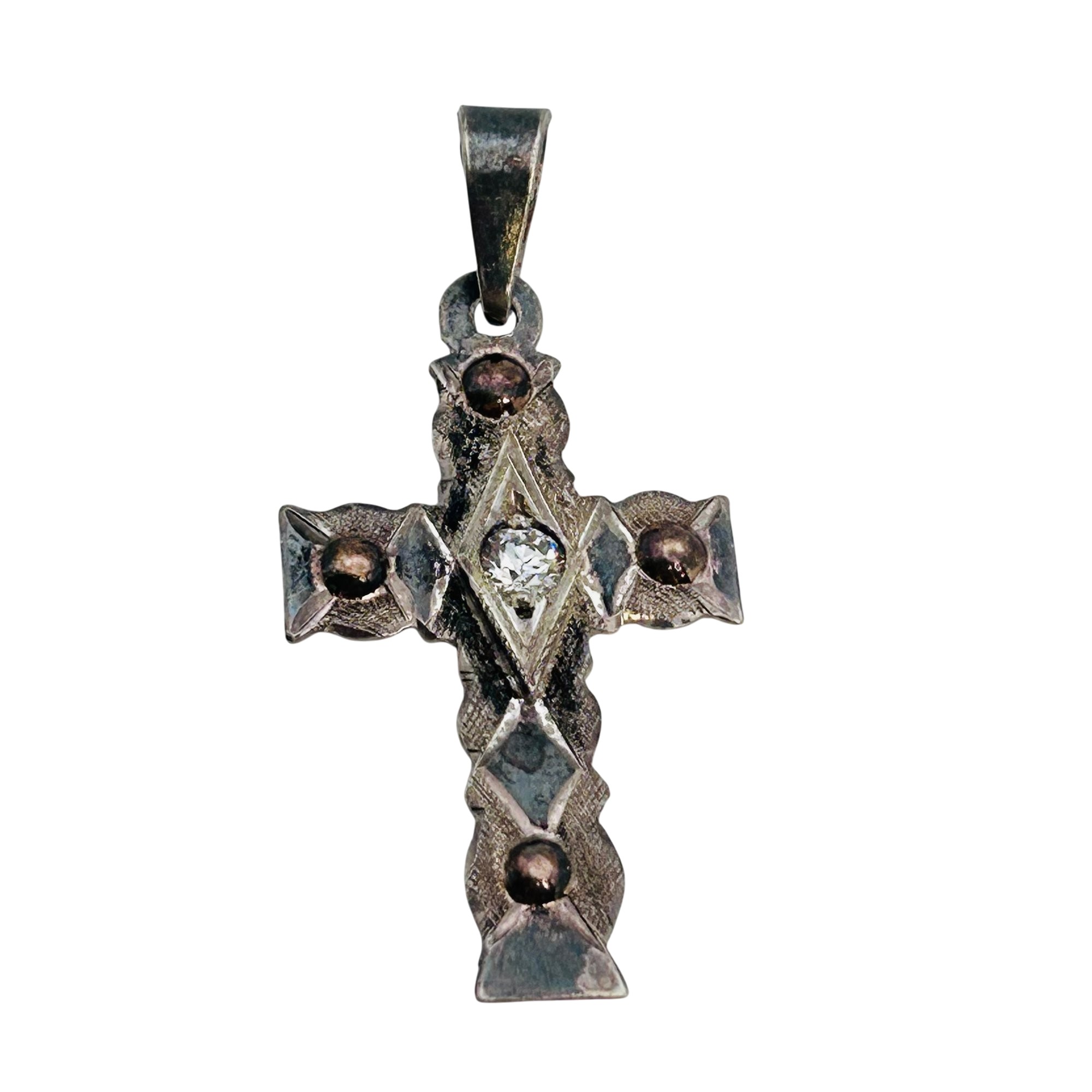 980 Silver And 18K Cross Pendant