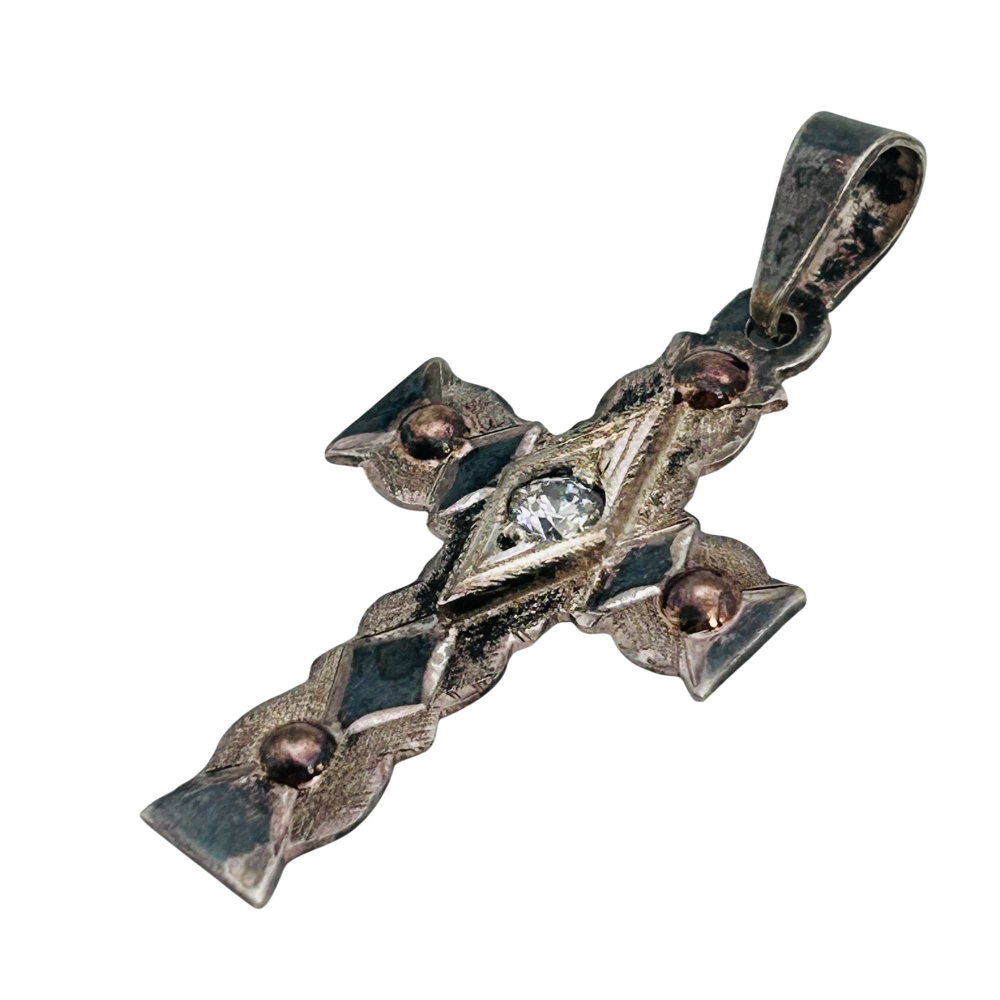 980 Silver And 18K Cross Pendant