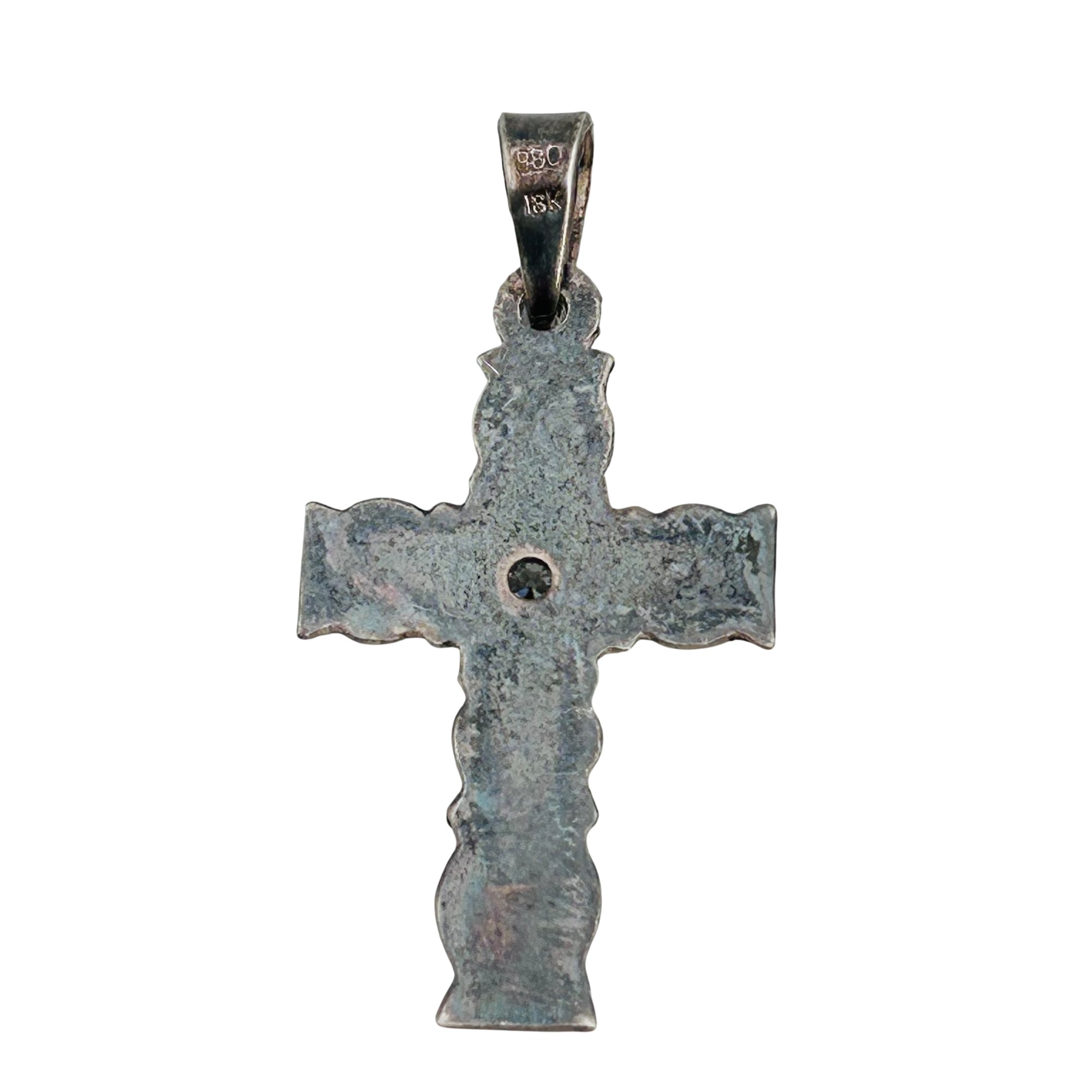 980 Silver And 18K Cross Pendant