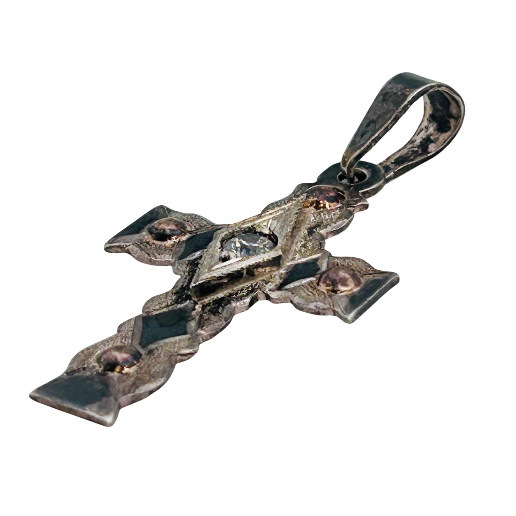 980 Silver And 18K Cross Pendant