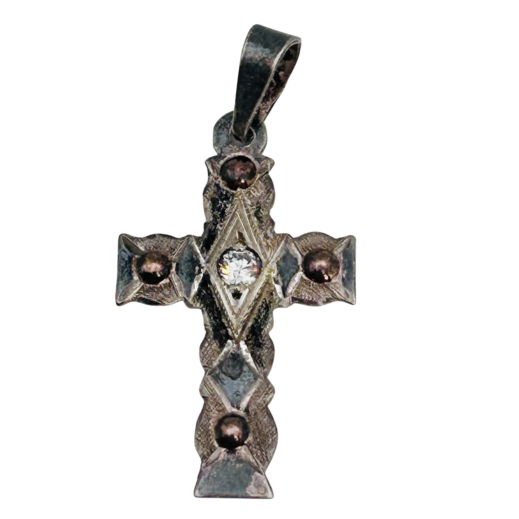 980 Silver And 18K Cross Pendant