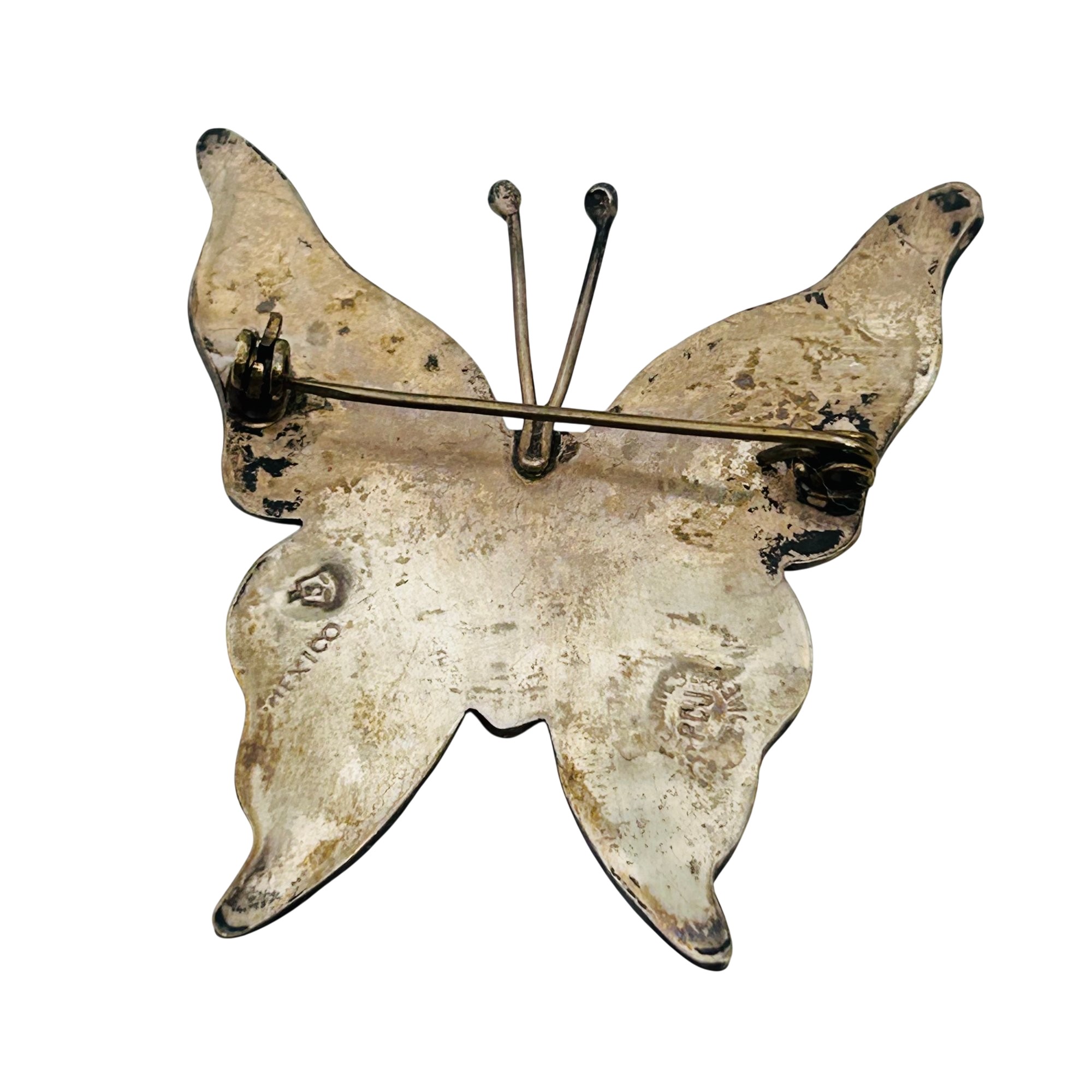 Mexico Sterling Abalone Butterfly Brooch