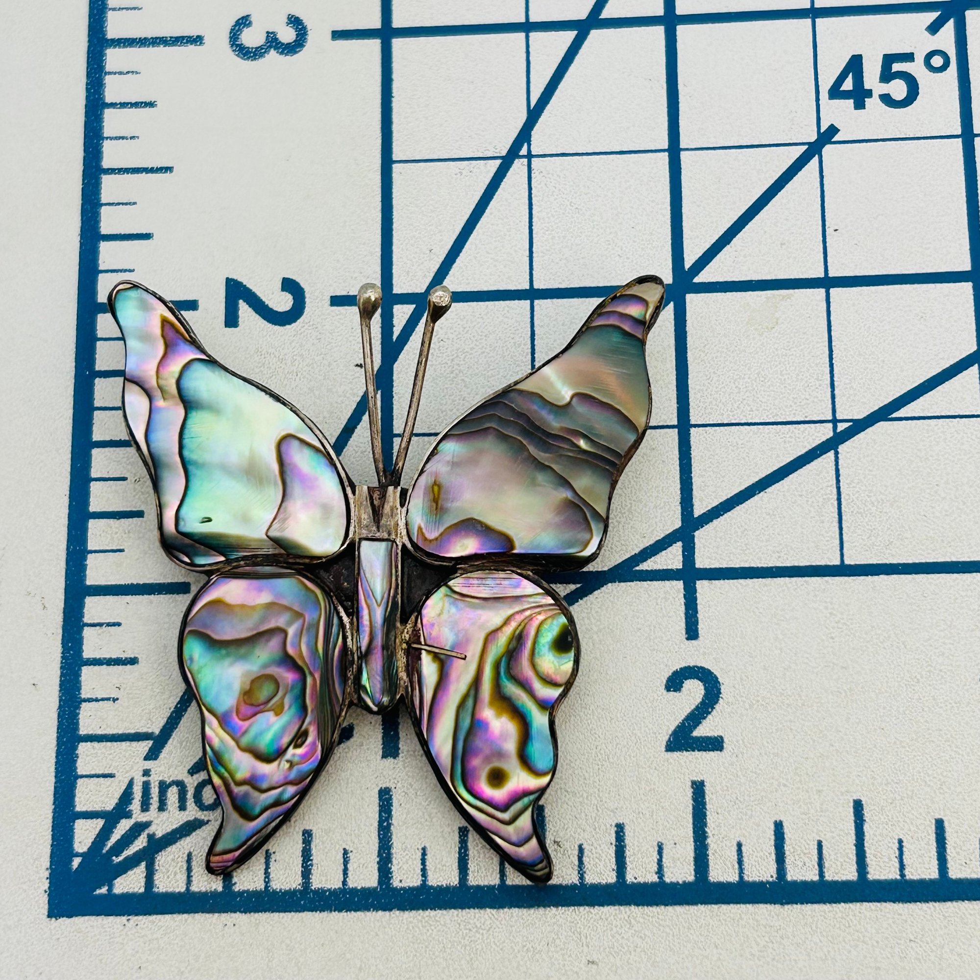 Mexico Sterling Abalone Butterfly Brooch