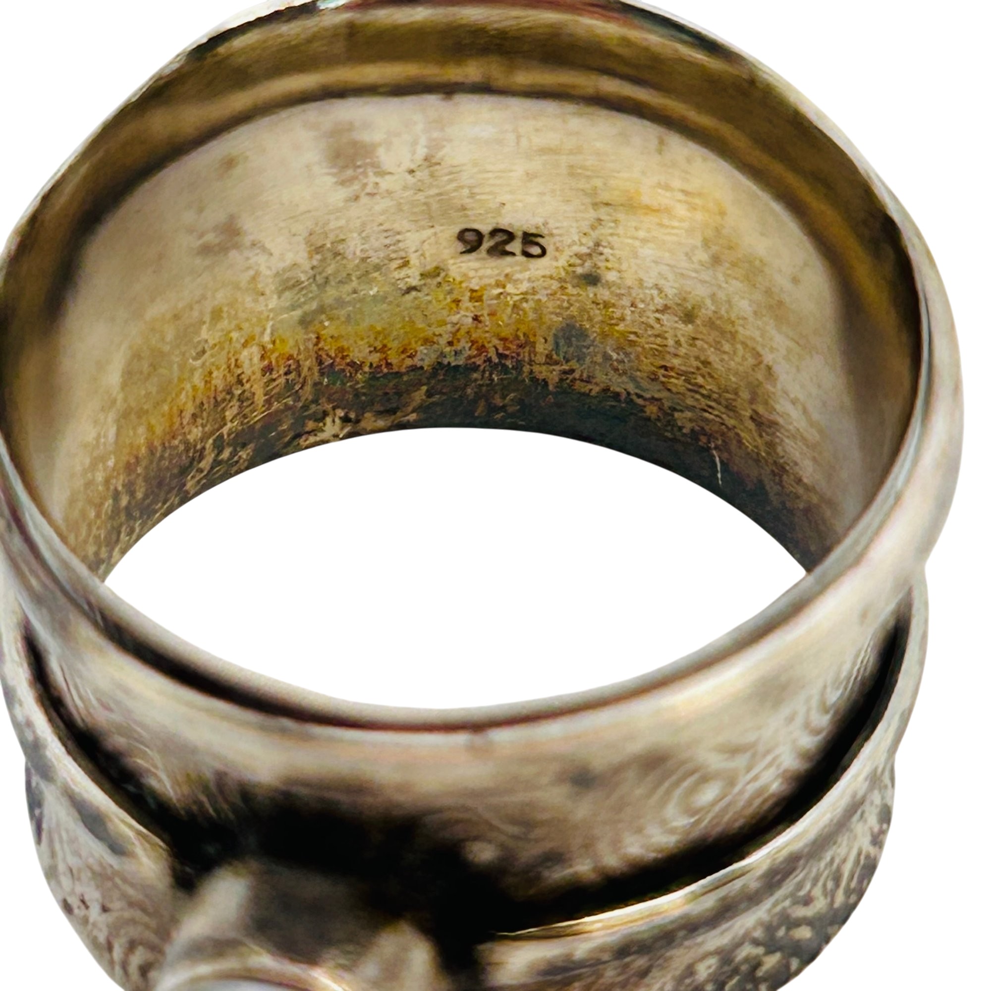 Sterling Pendant Wide Band Ring Sz 6
