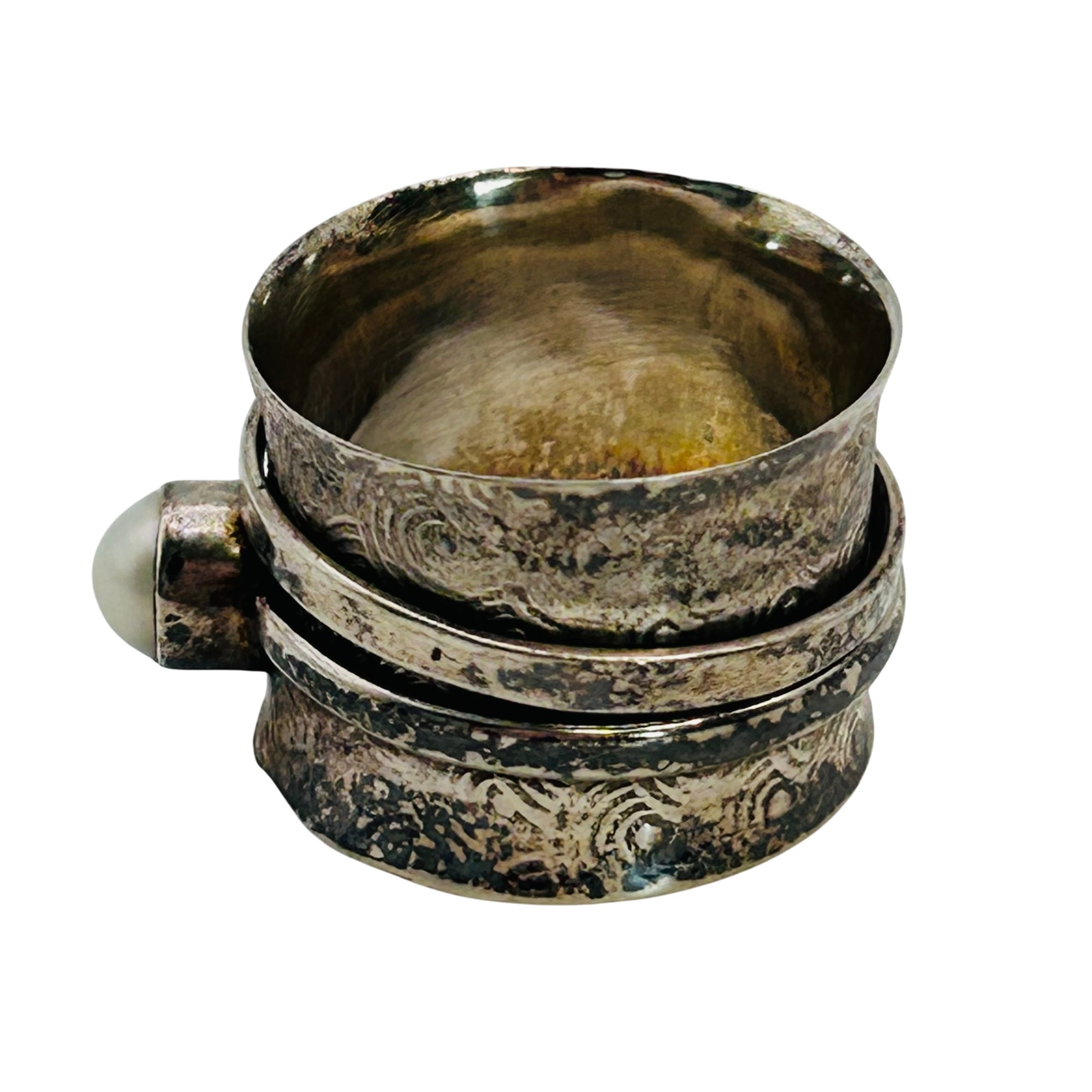 Sterling Pendant Wide Band Ring Sz 6