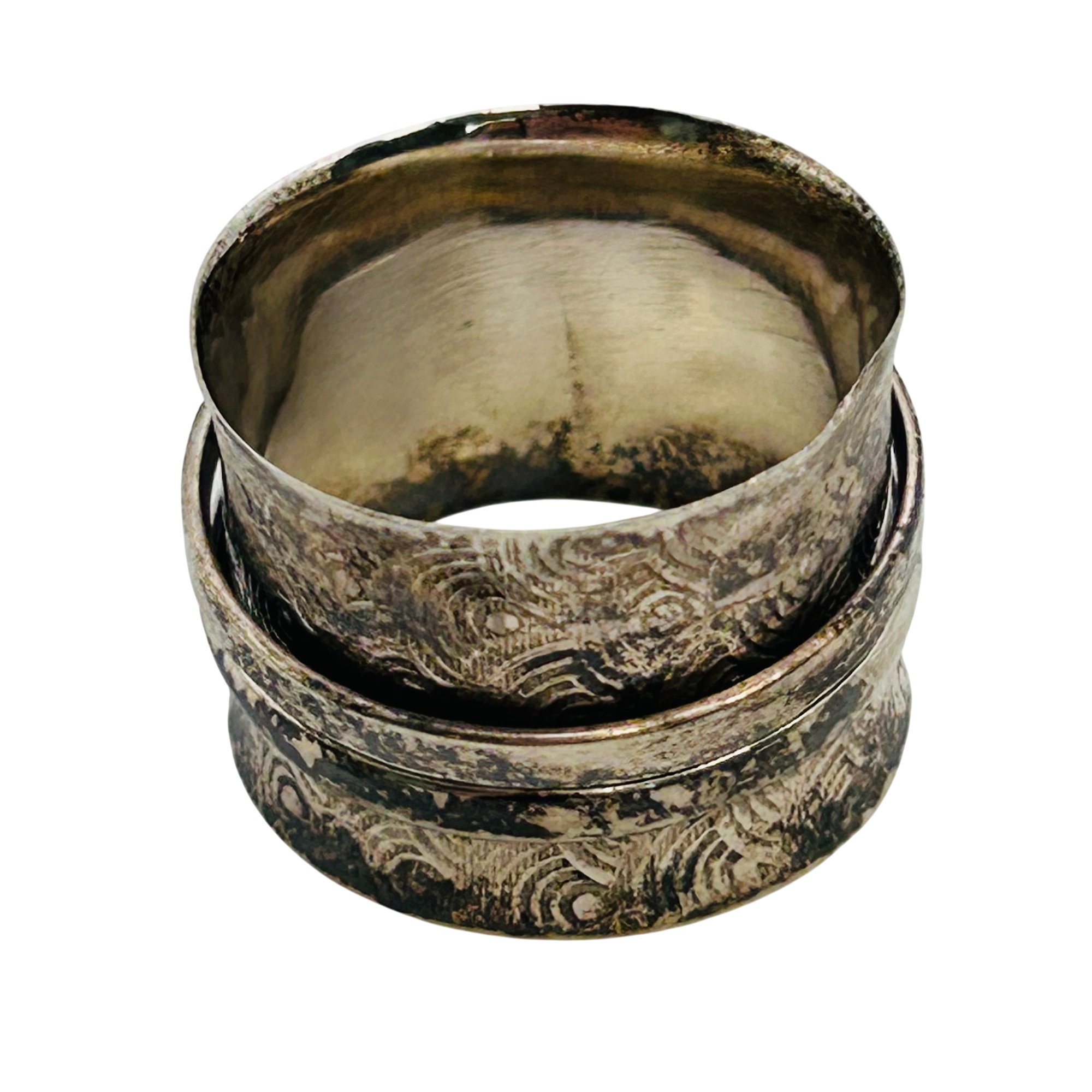 Sterling Pendant Wide Band Ring Sz 6