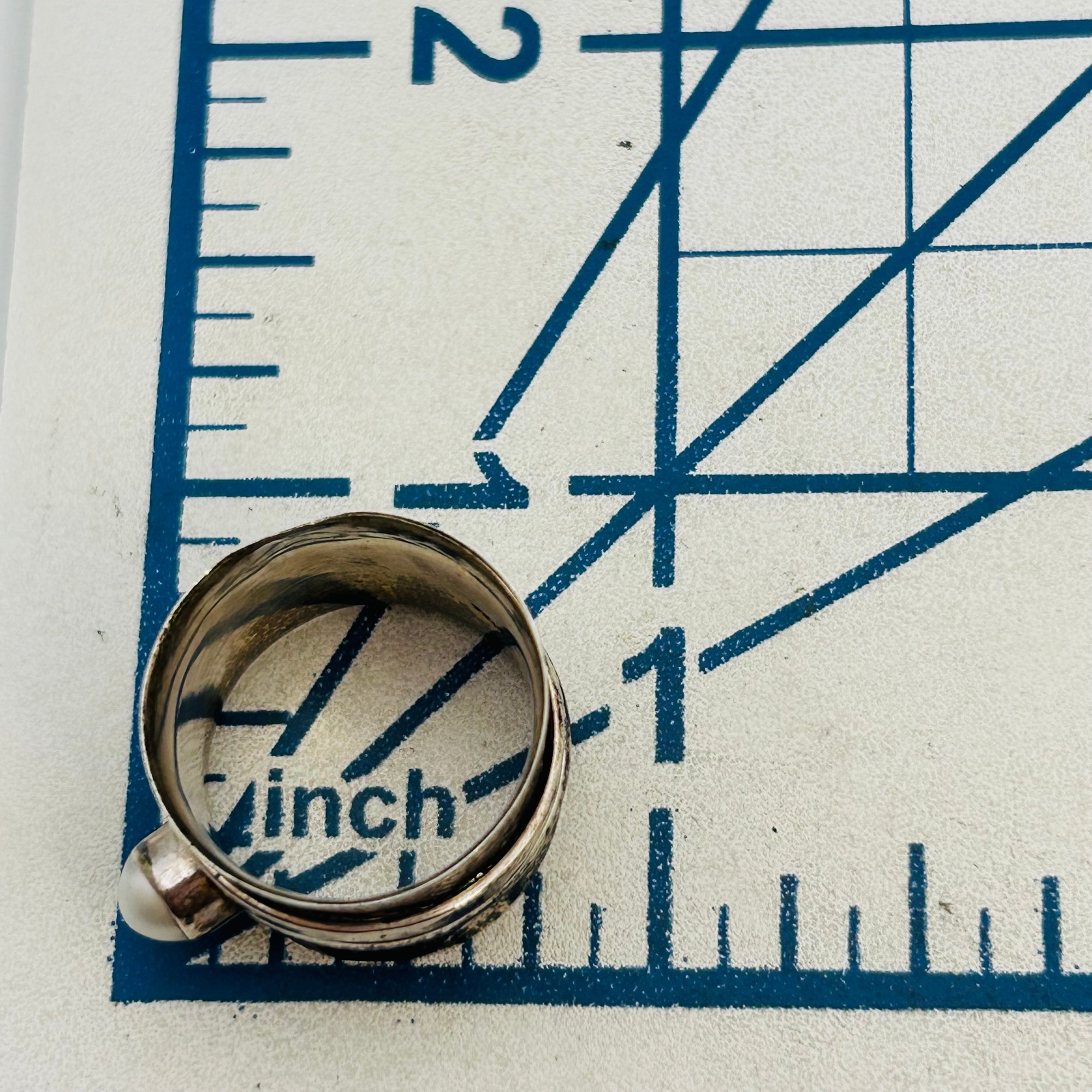 Sterling Pendant Wide Band Ring Sz 6