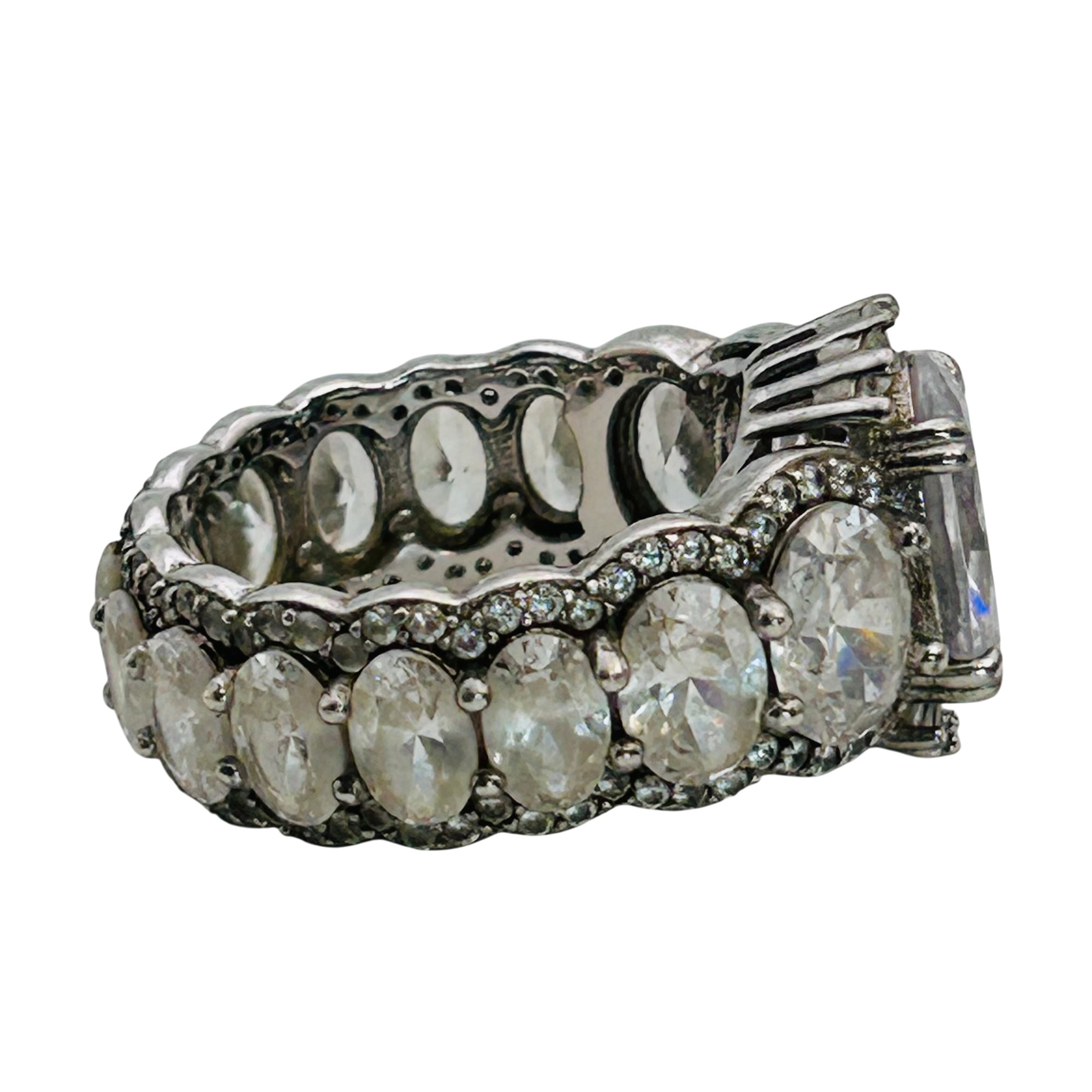 Sterling Rhinestone Ring Sz 9