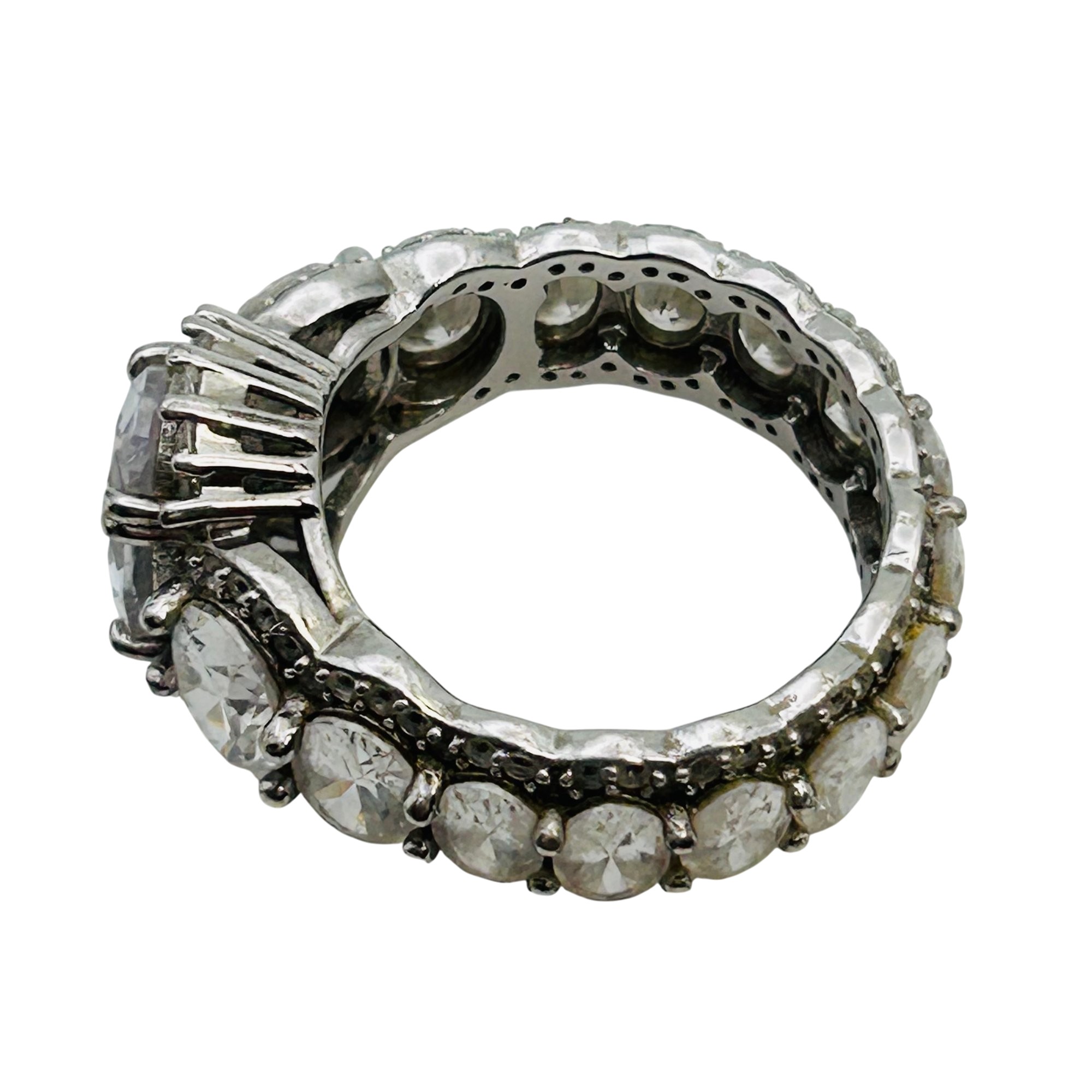 Sterling Rhinestone Ring Sz 9