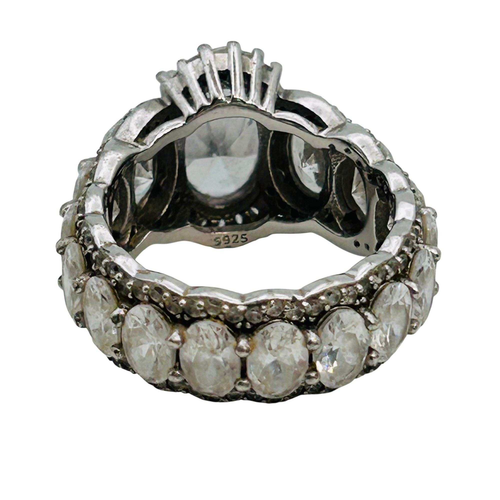 Sterling Rhinestone Ring Sz 9