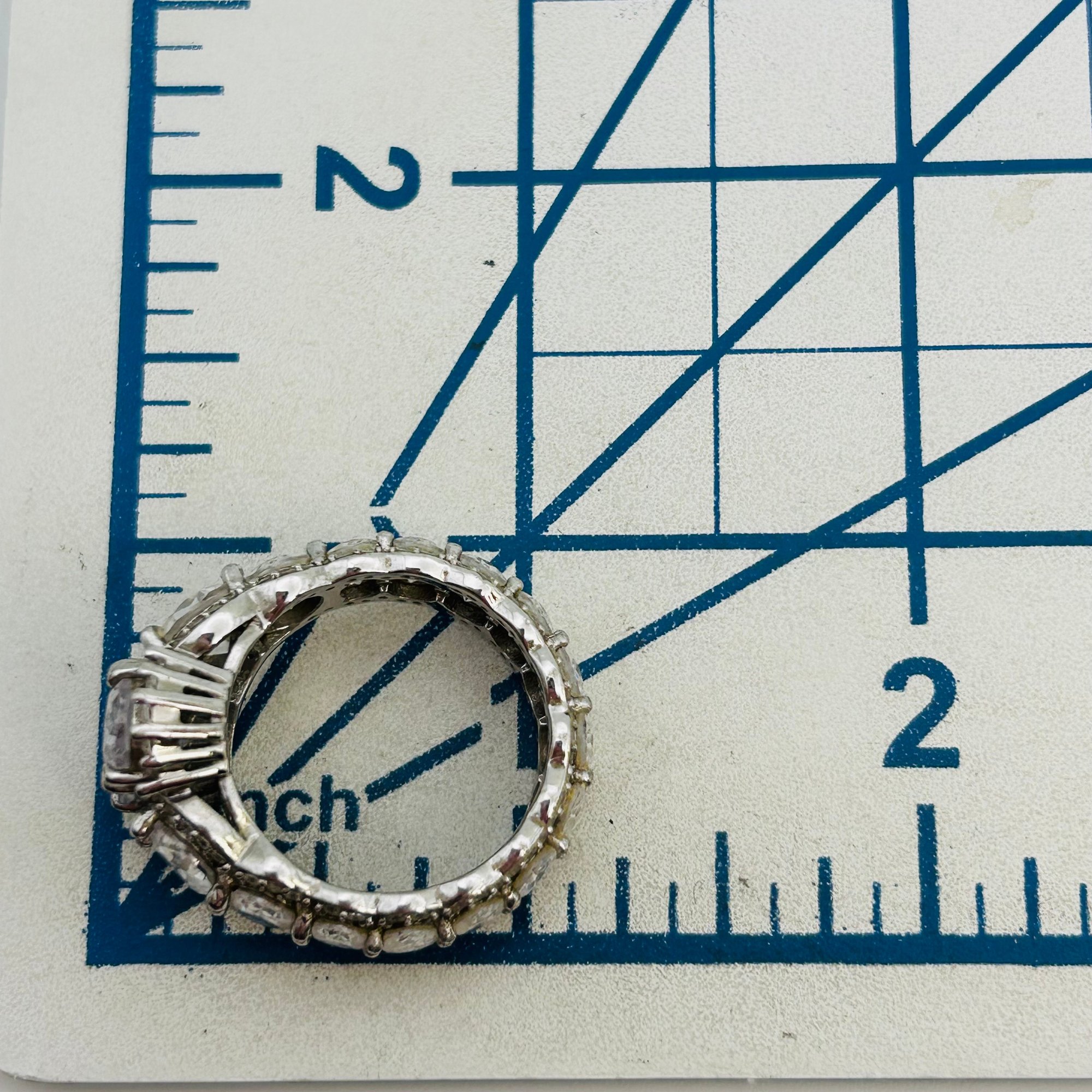 Sterling Rhinestone Ring Sz 9