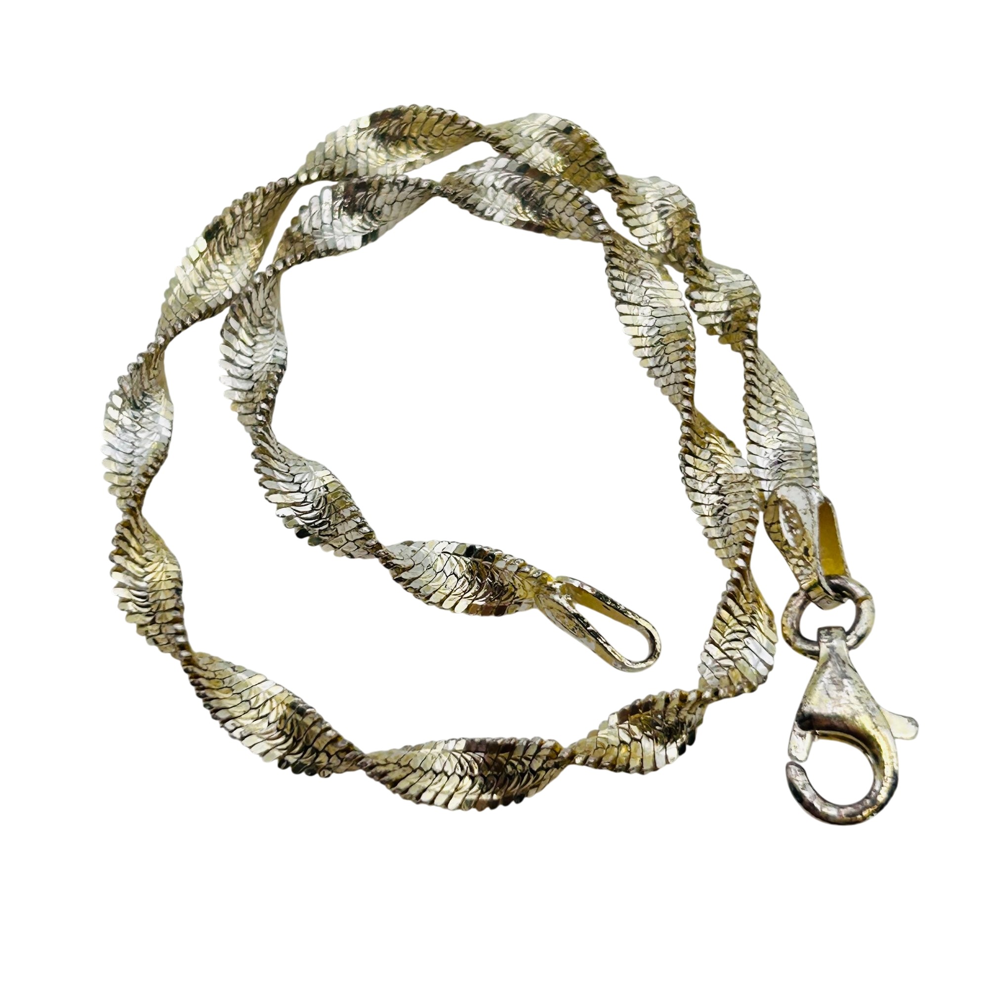Italy Sterling Twisted Flat Chain Bracelet