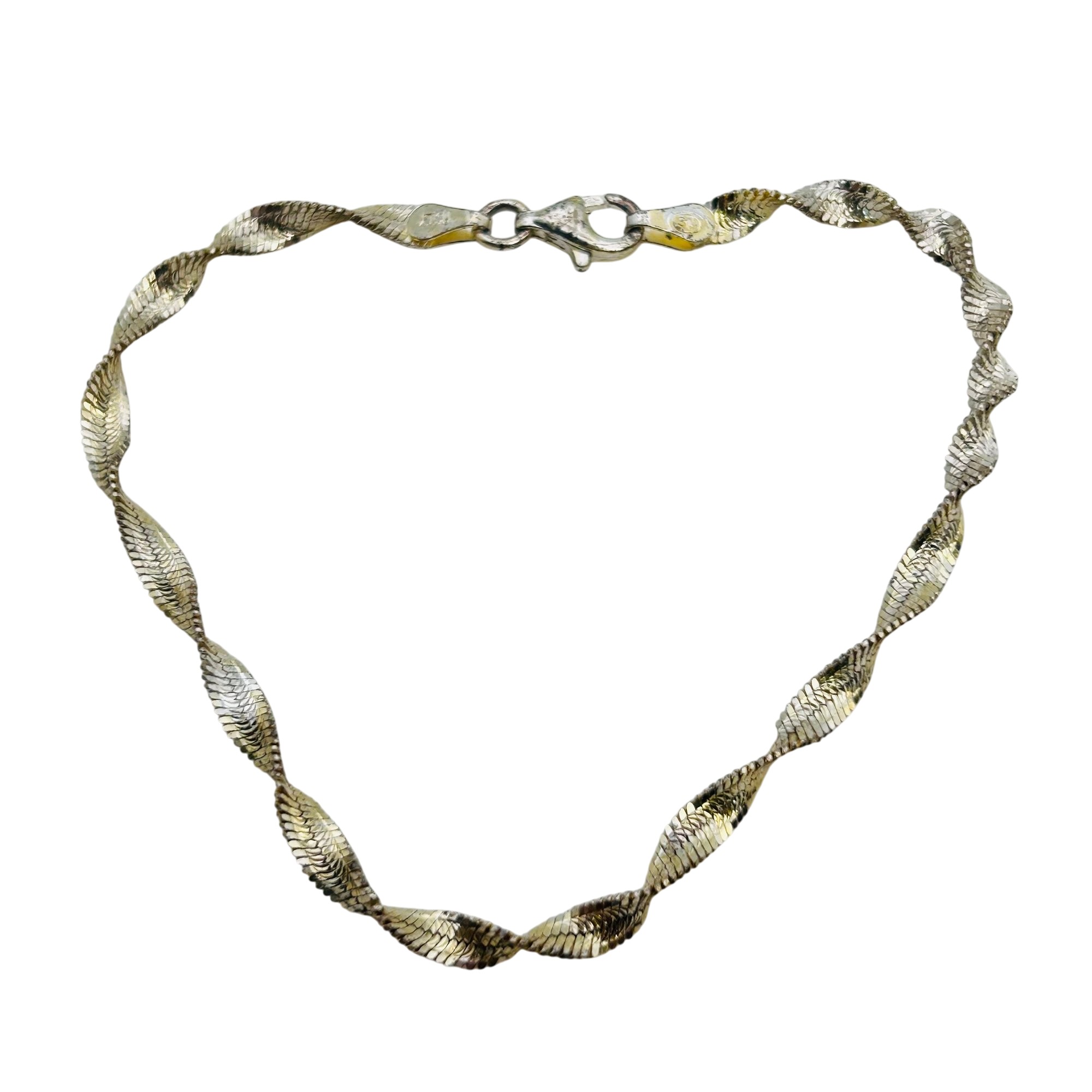 Italy Sterling Twisted Flat Chain Bracelet
