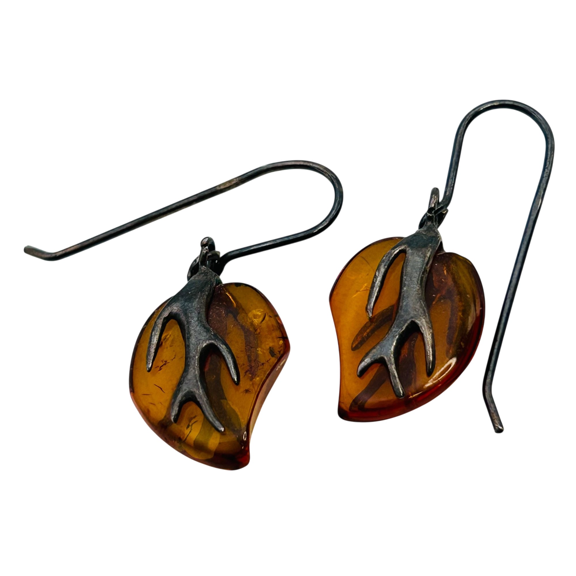 Sterling Amber Earrings