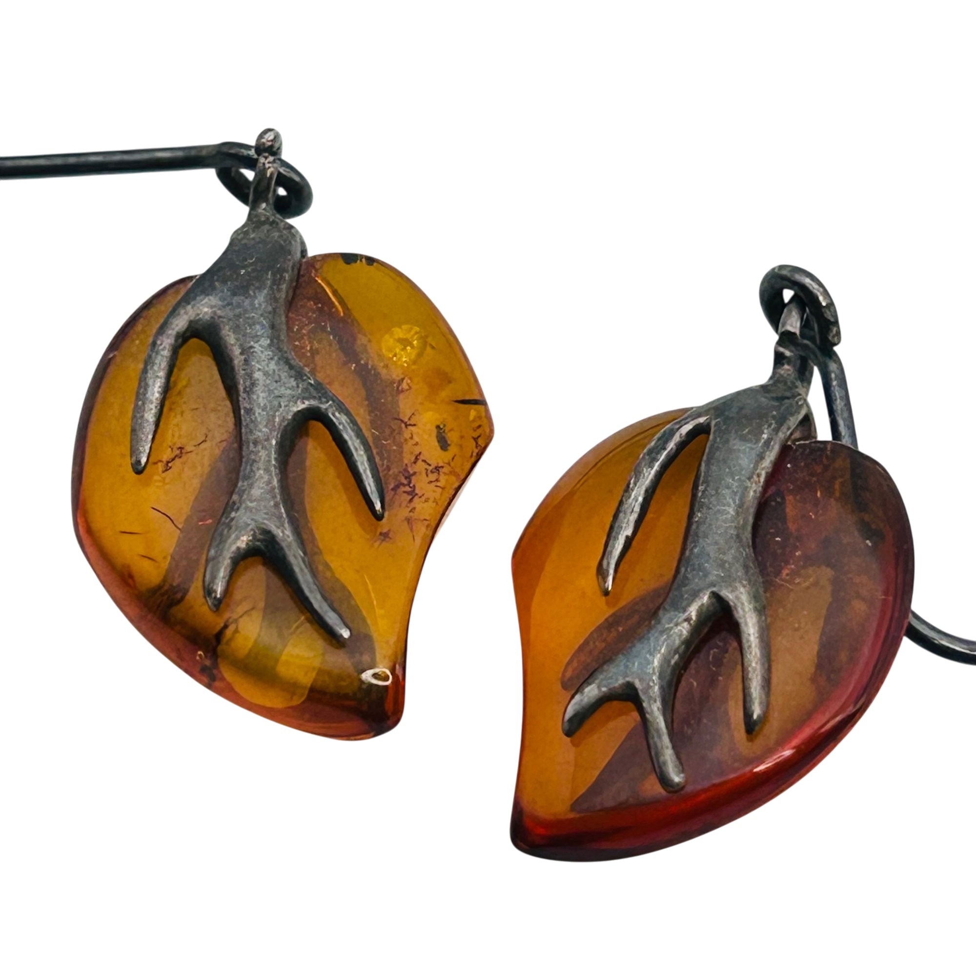 Sterling Amber Earrings