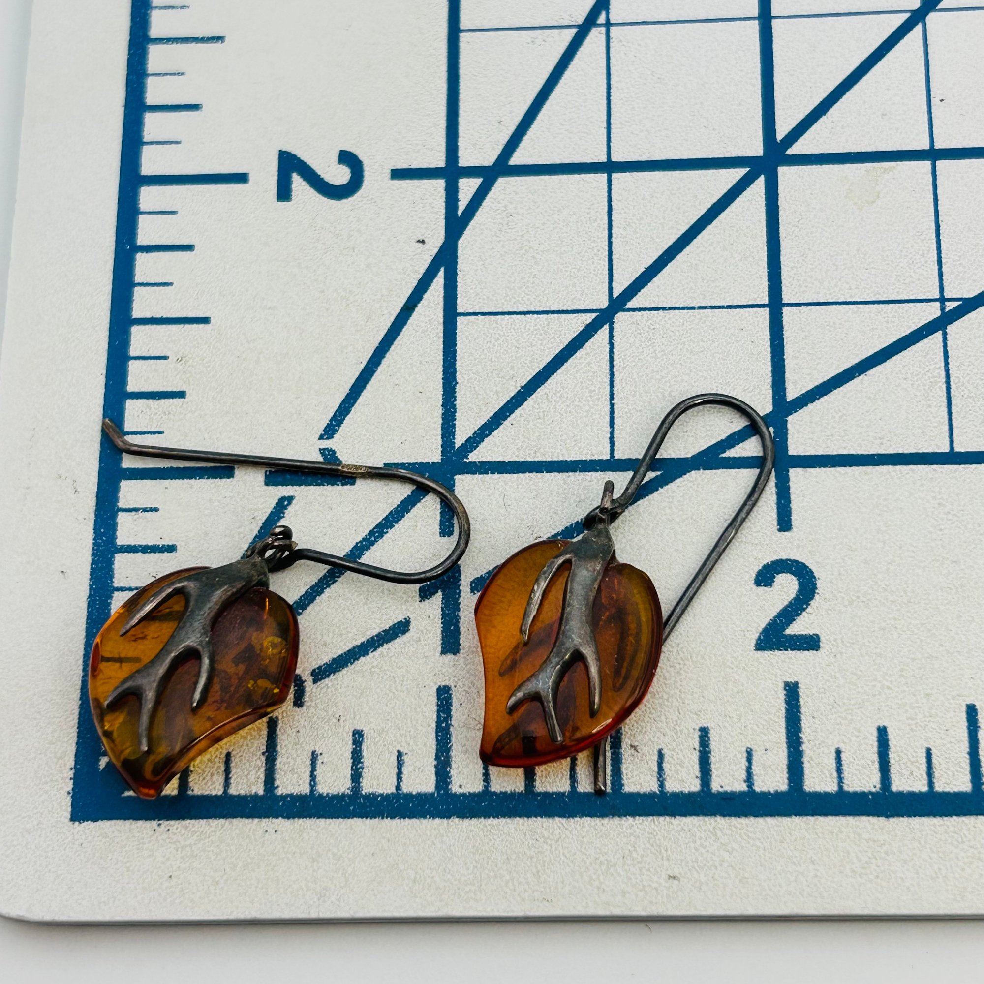 Sterling Amber Earrings