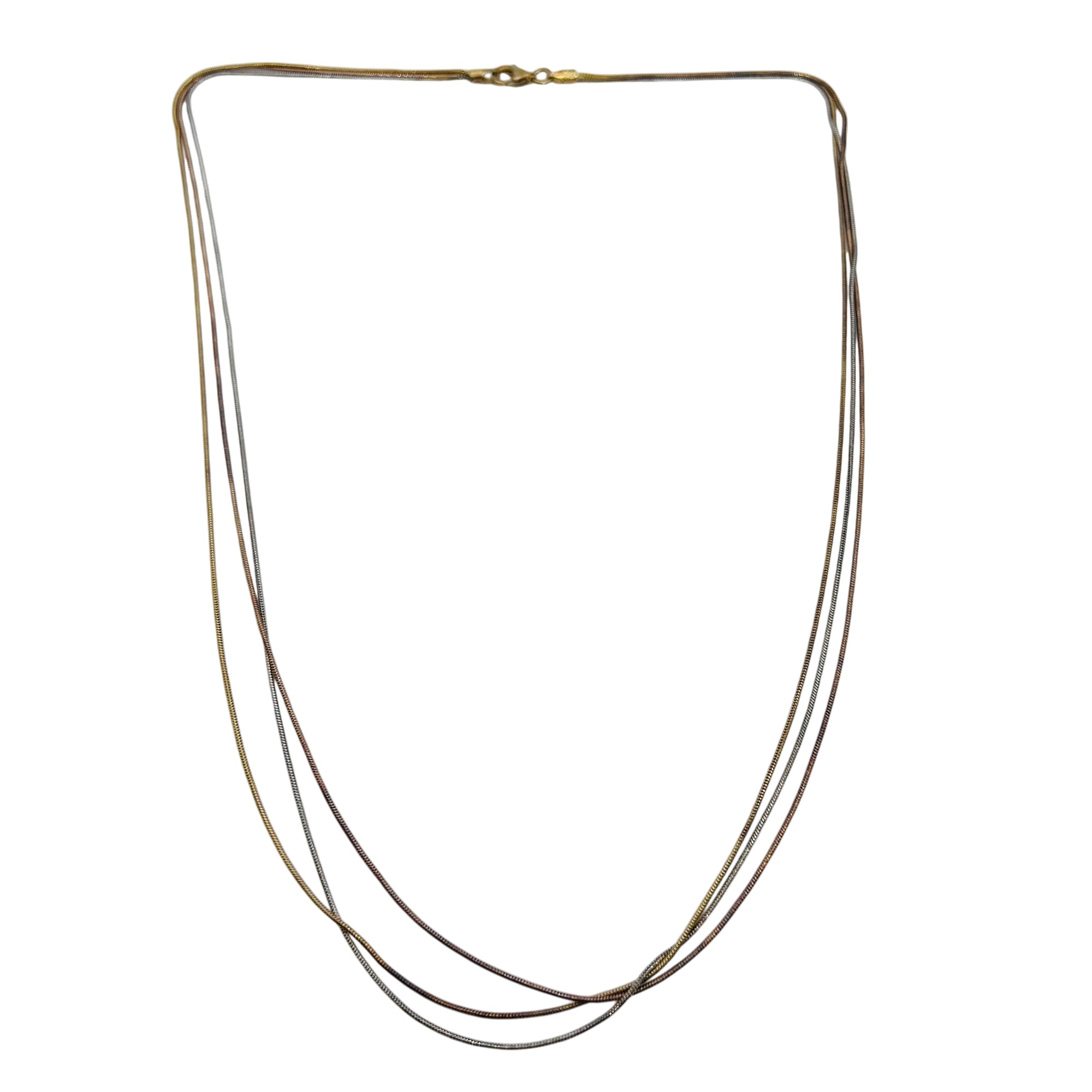 Italy Sterling Three Strand Round Chain Necklace