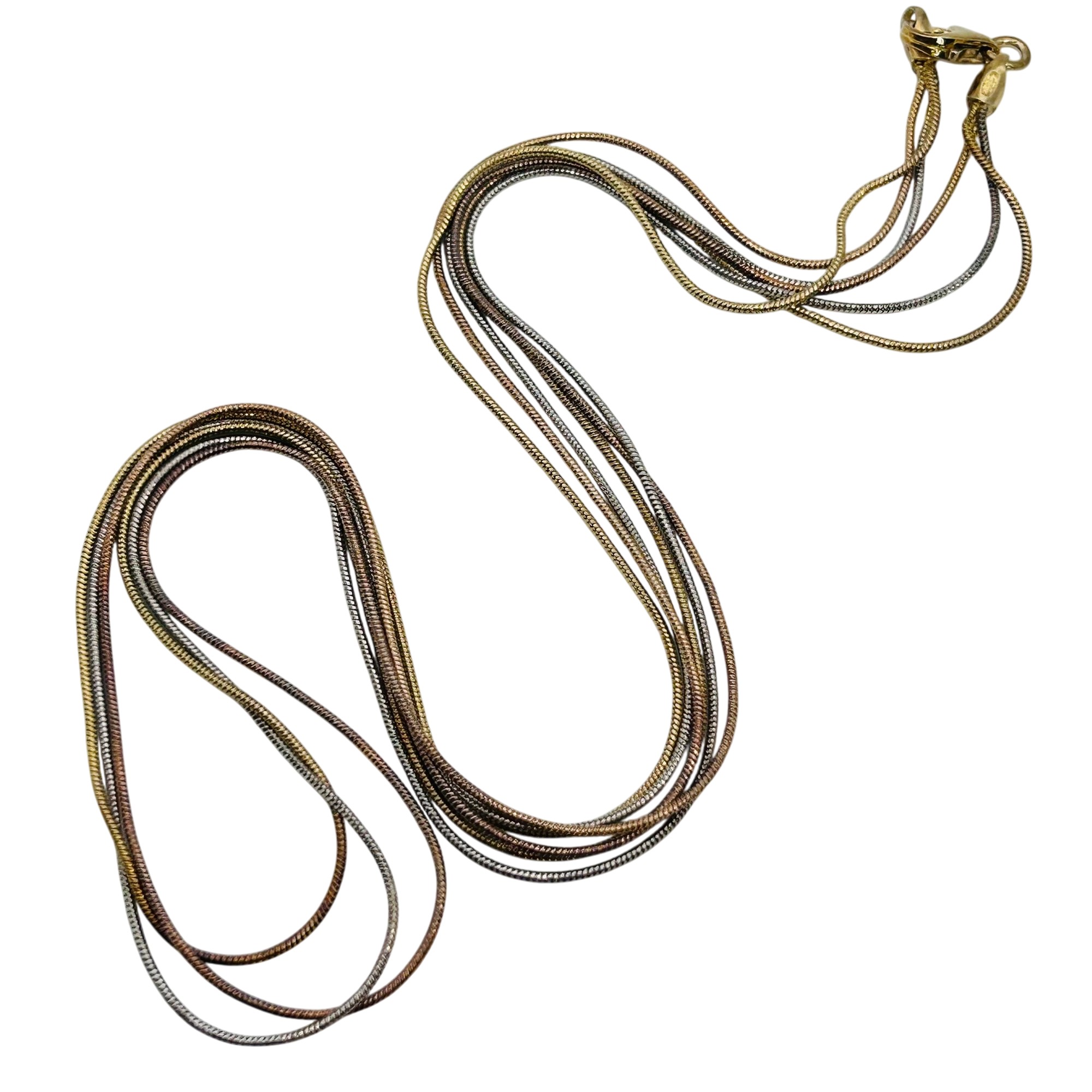 Italy Sterling Three Strand Round Chain Necklace