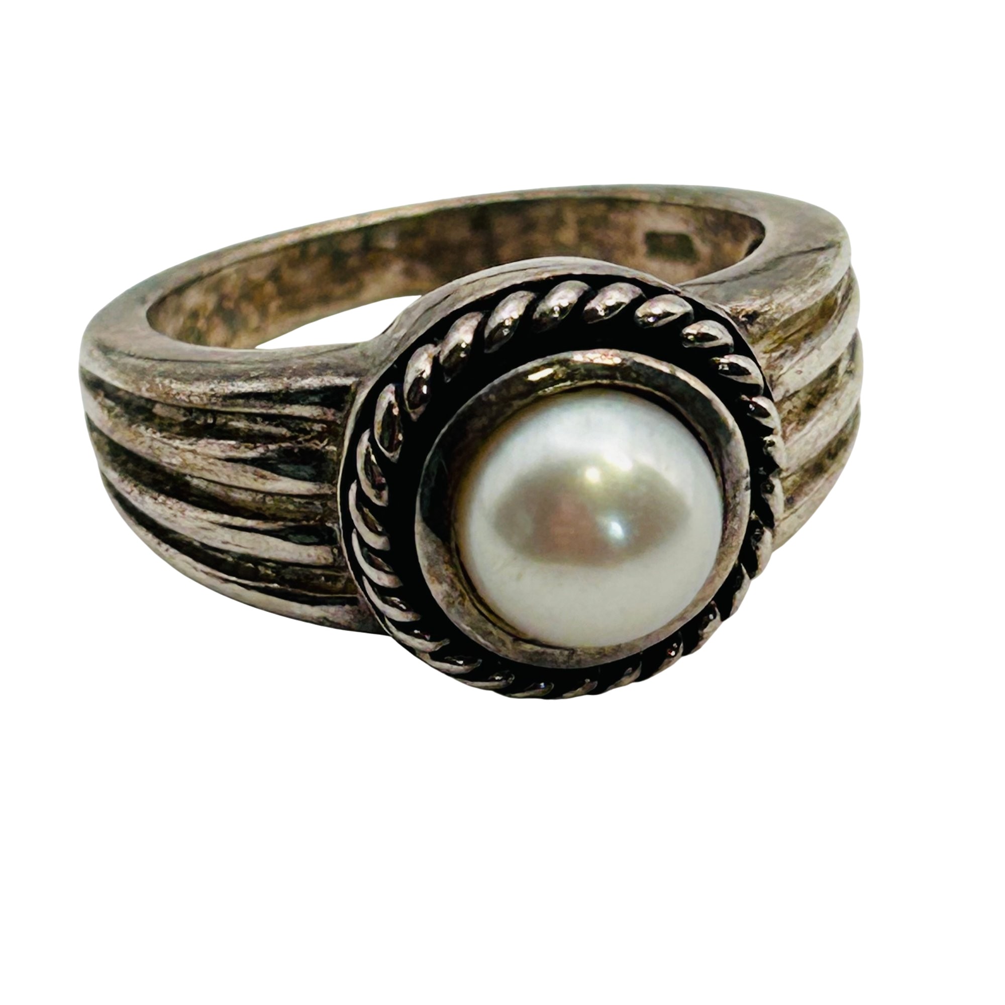 Avon Sterling Pearl Ring Sz 8