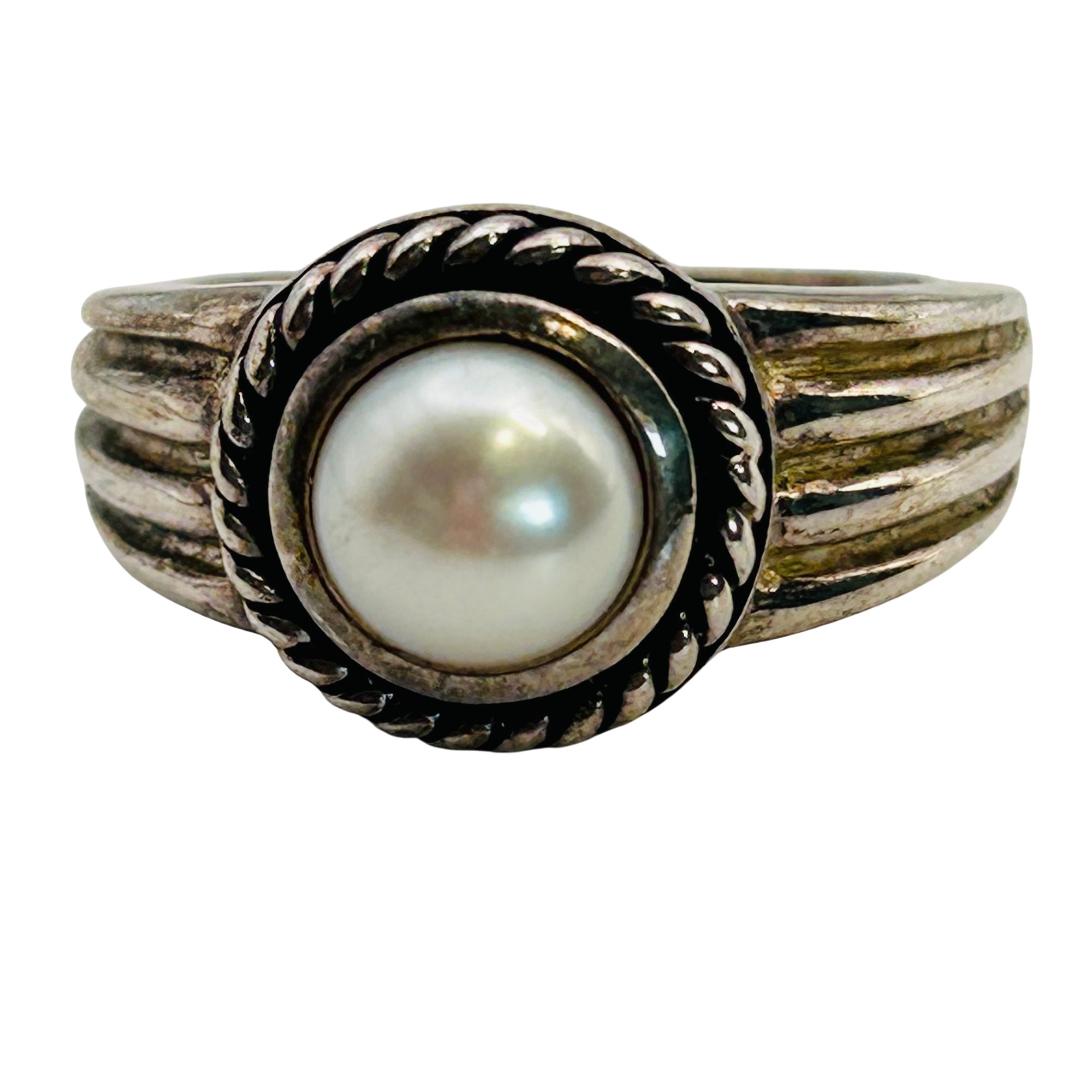 Avon Sterling Pearl Ring Sz 8