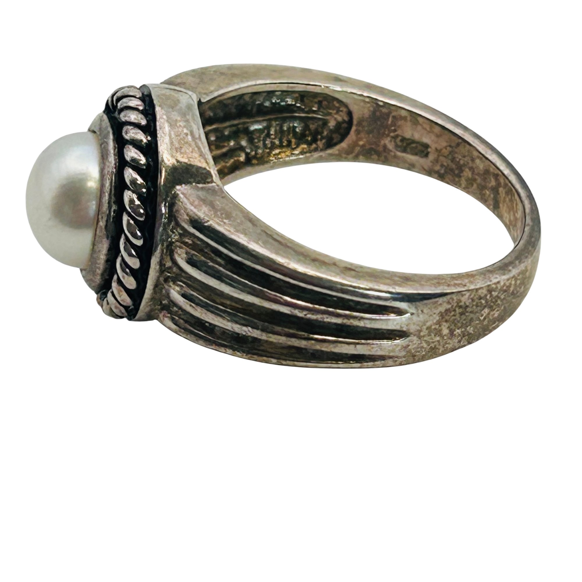 Avon Sterling Pearl Ring Sz 8