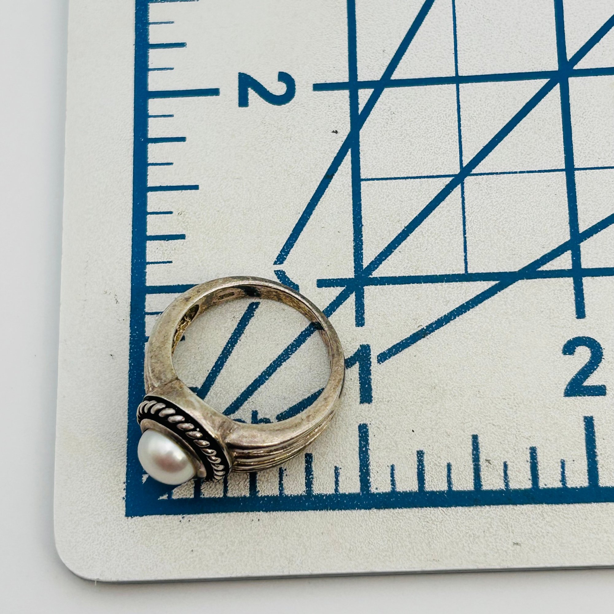 Avon Sterling Pearl Ring Sz 8
