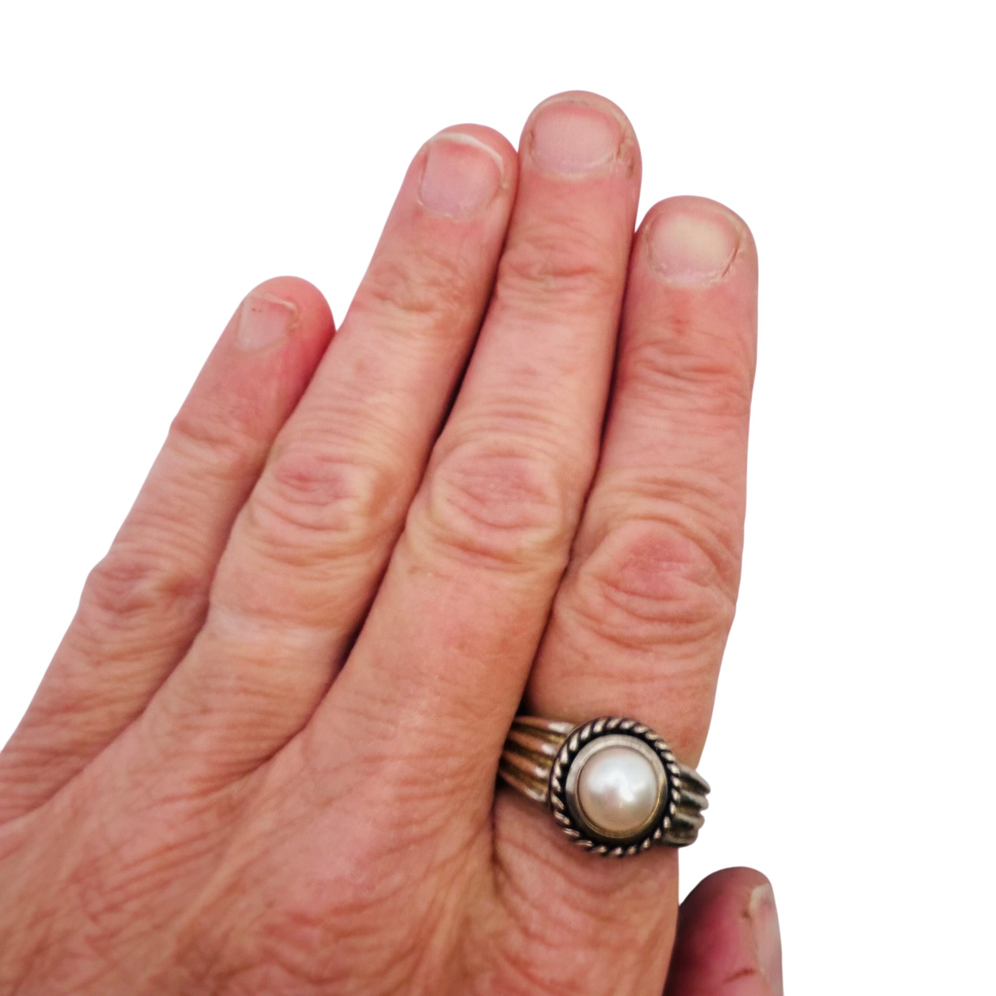 Avon Sterling Pearl Ring Sz 8