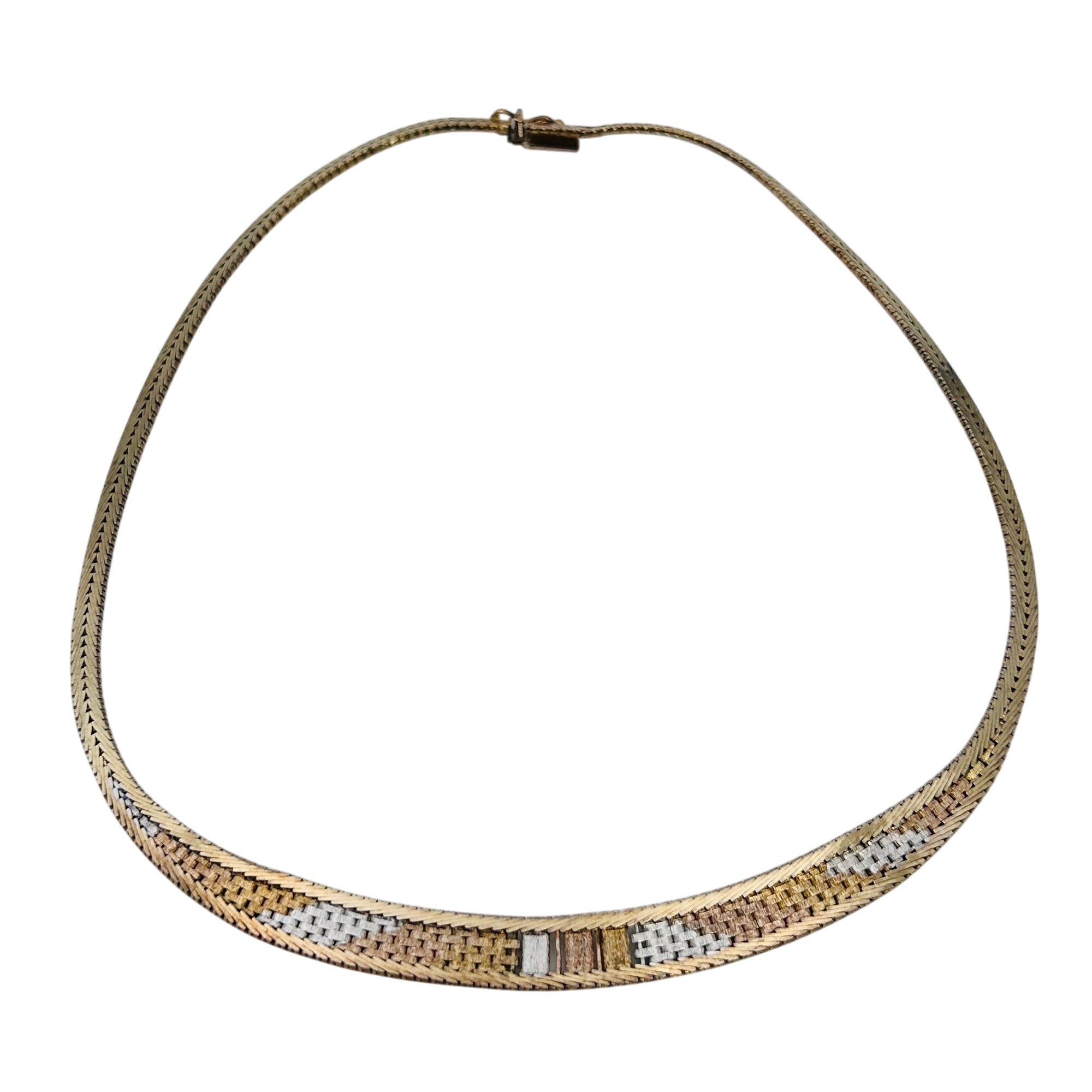 Italy Sterling And 14k Omega Chain Necklace