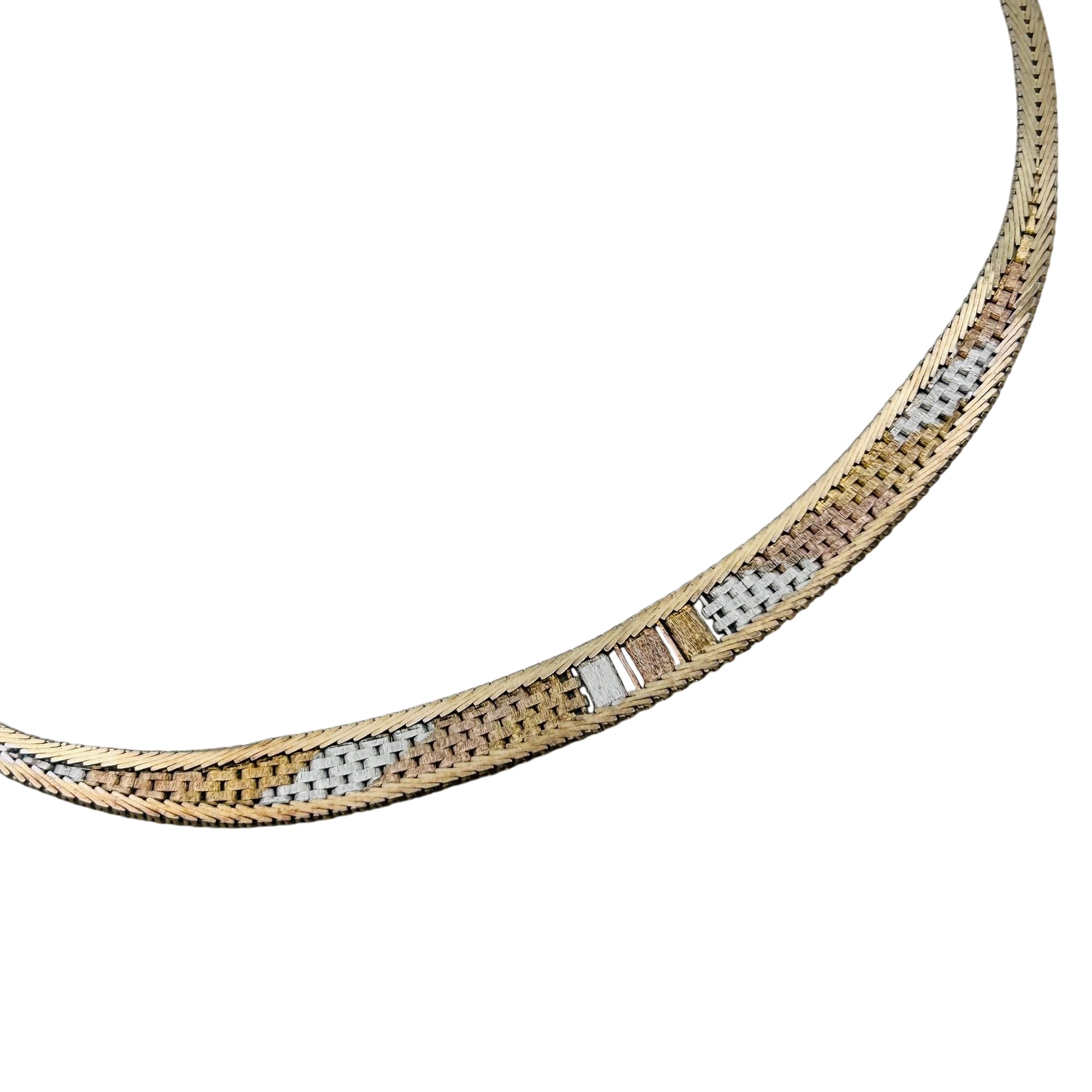 Italy Sterling And 14k Omega Chain Necklace