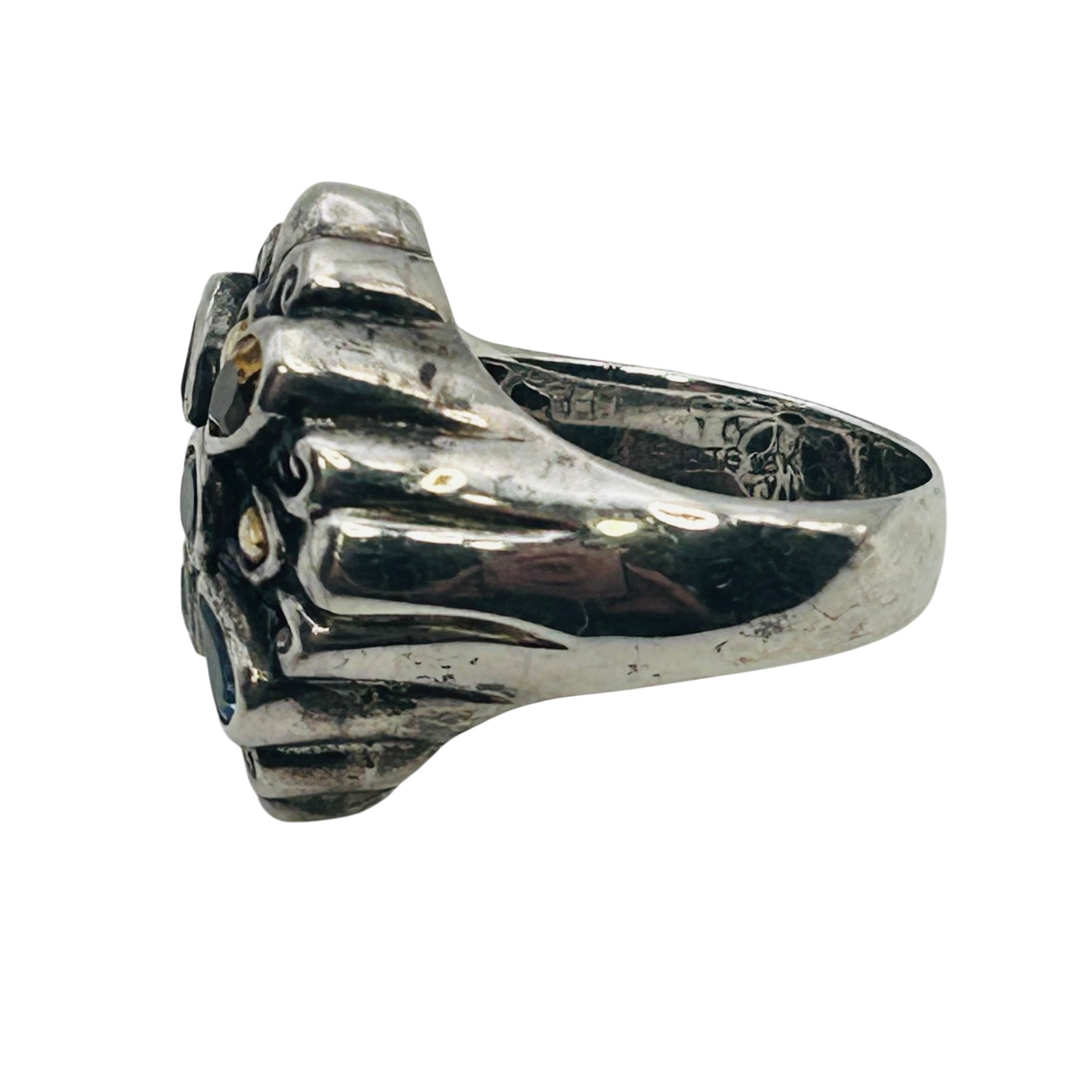 Signed Sterling And 18k Multi-gem Ring Sz 7