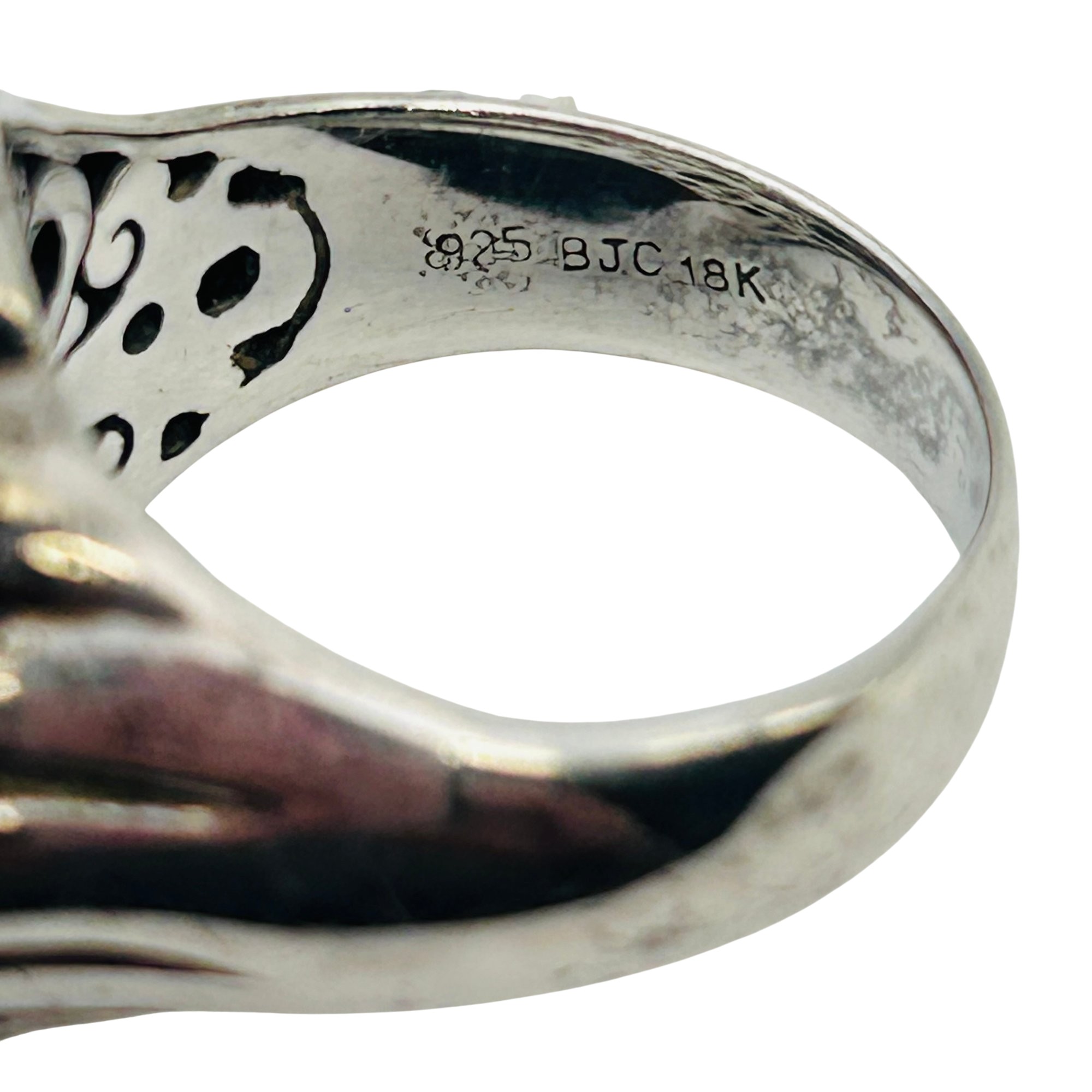 Signed Sterling And 18k Multi-gem Ring Sz 7
