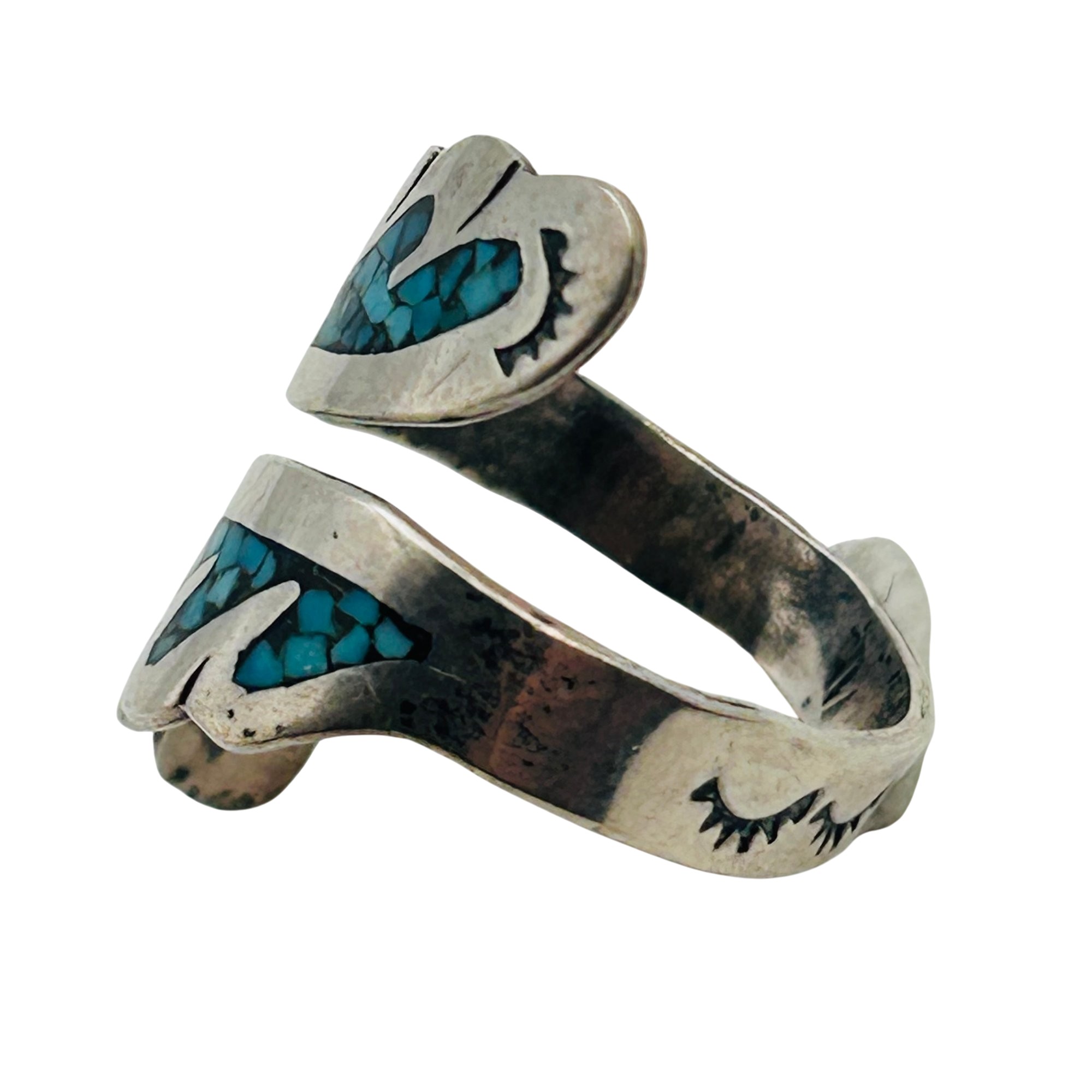 Native Sterling Turquoise Bypass Adjustable Ring