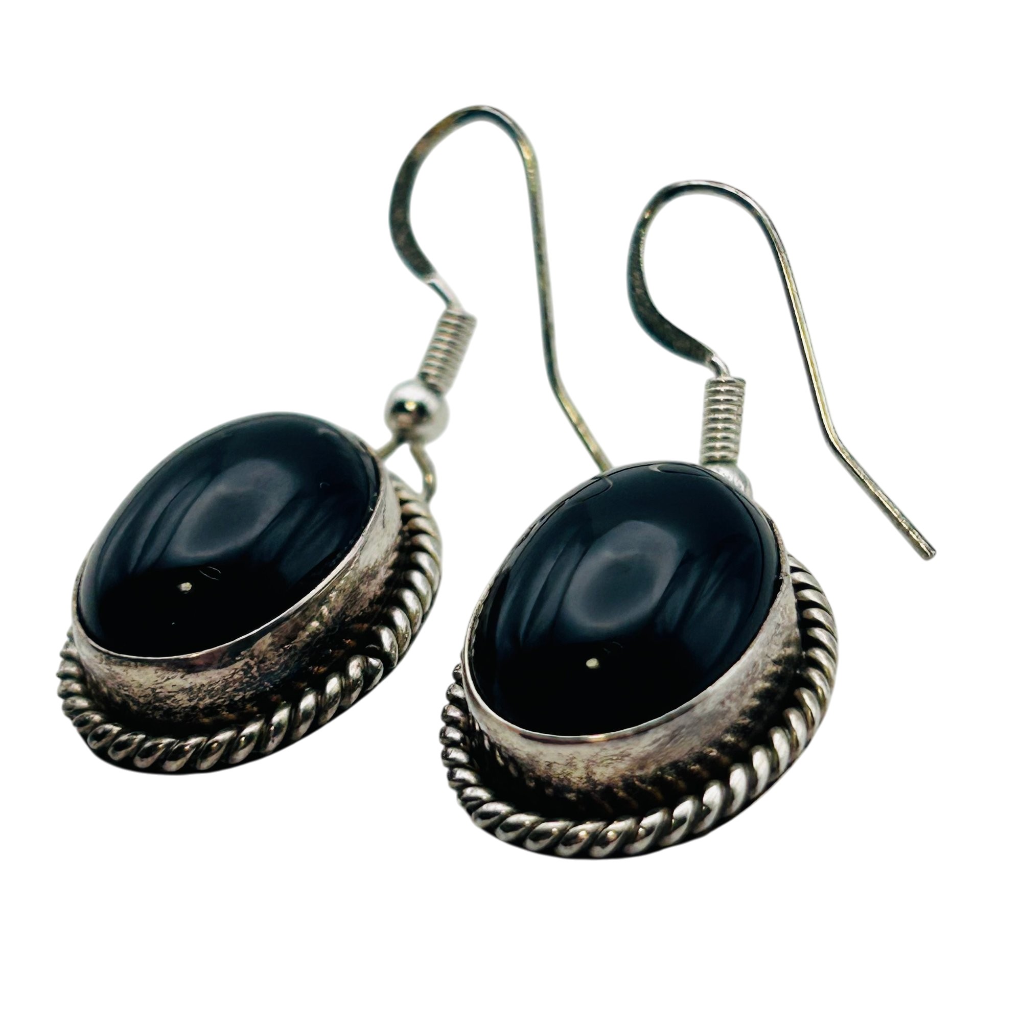 Scott Skeets Navajo Sterling Onyx Earrings