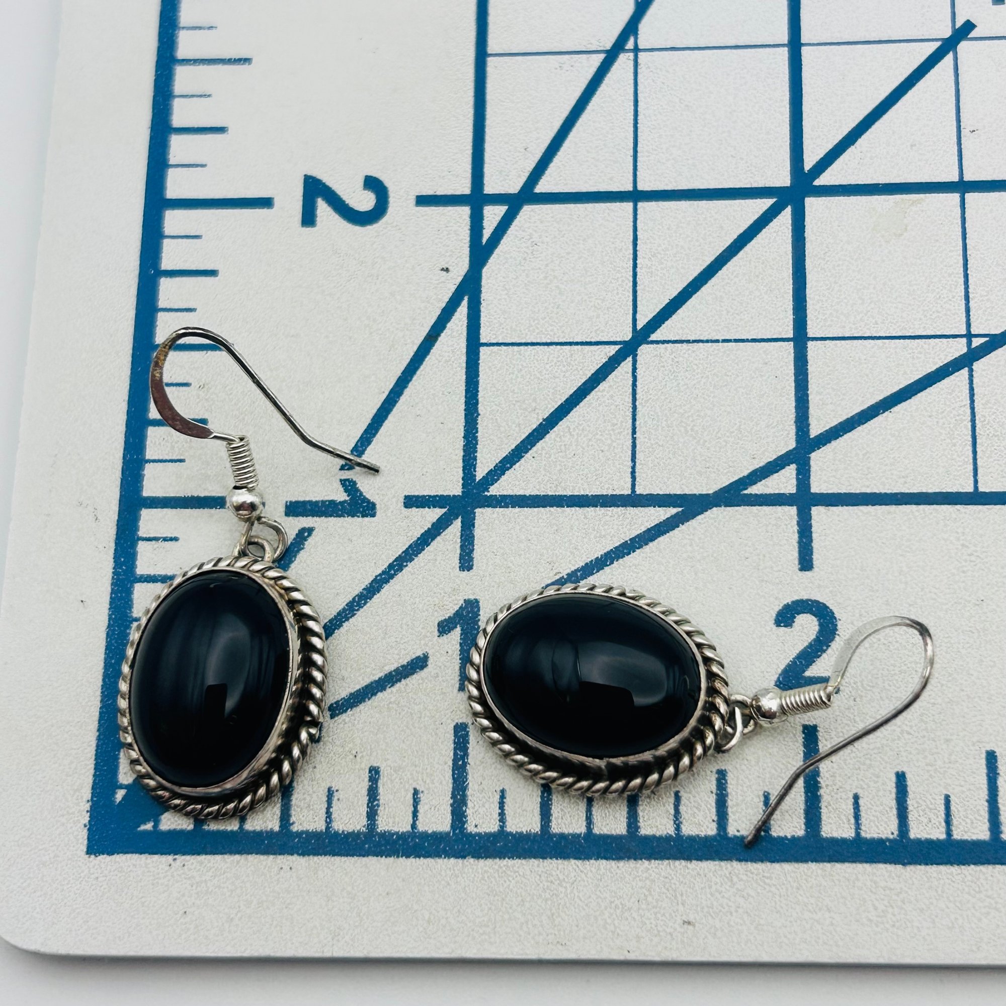 Scott Skeets Navajo Sterling Onyx Earrings