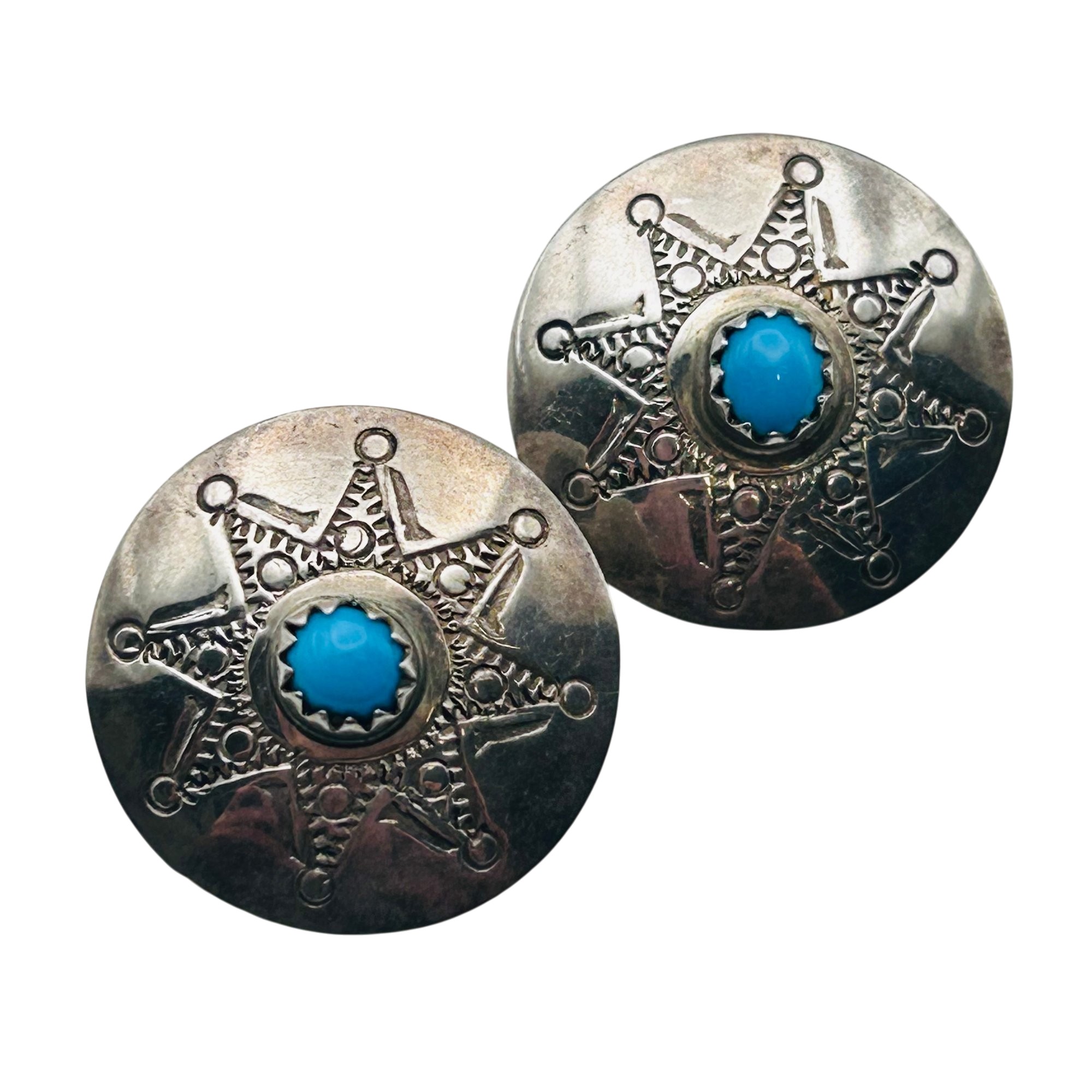 Nathaniel Johnson Navajo Sterling Turquoise Earrings