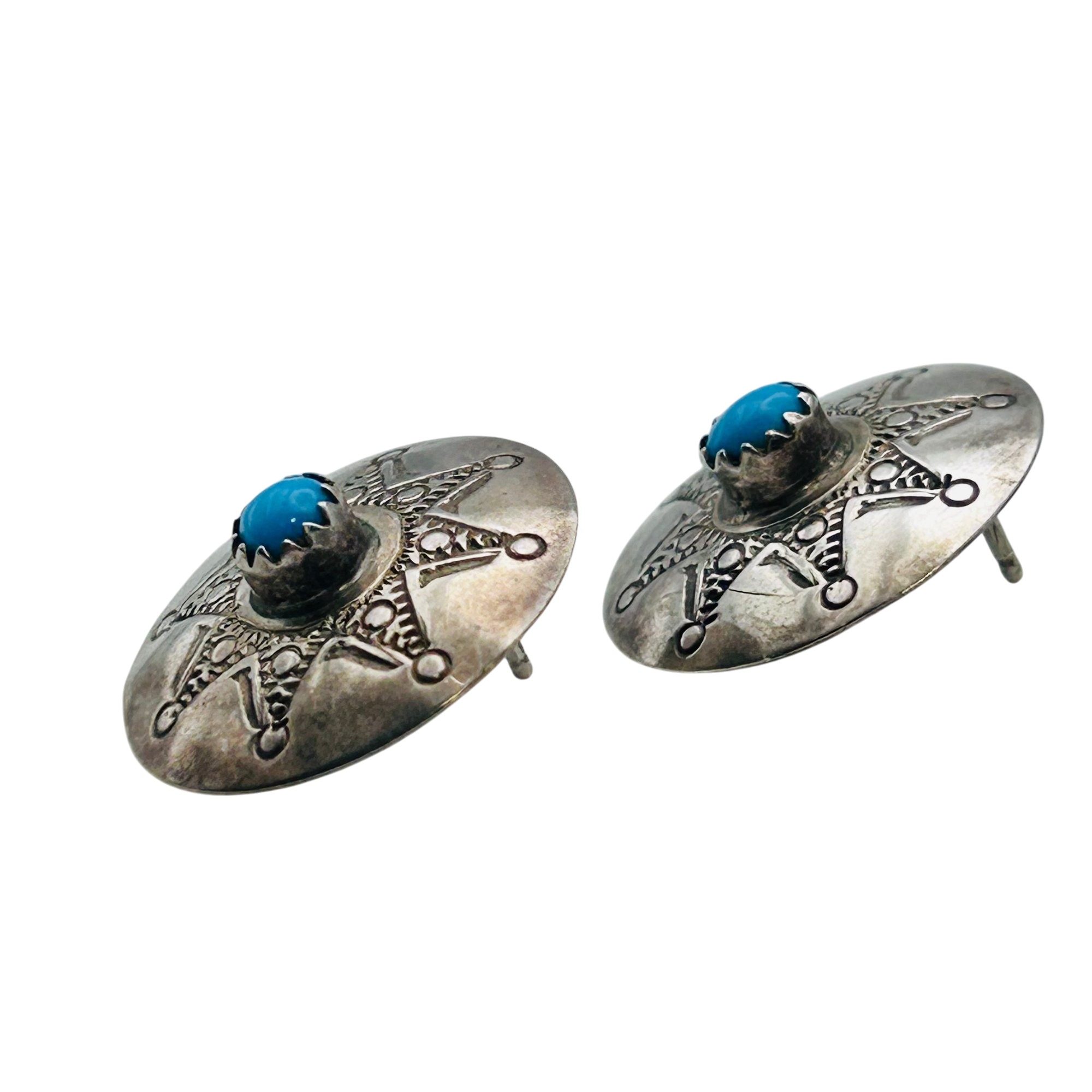 Nathaniel Johnson Navajo Sterling Turquoise Earrings