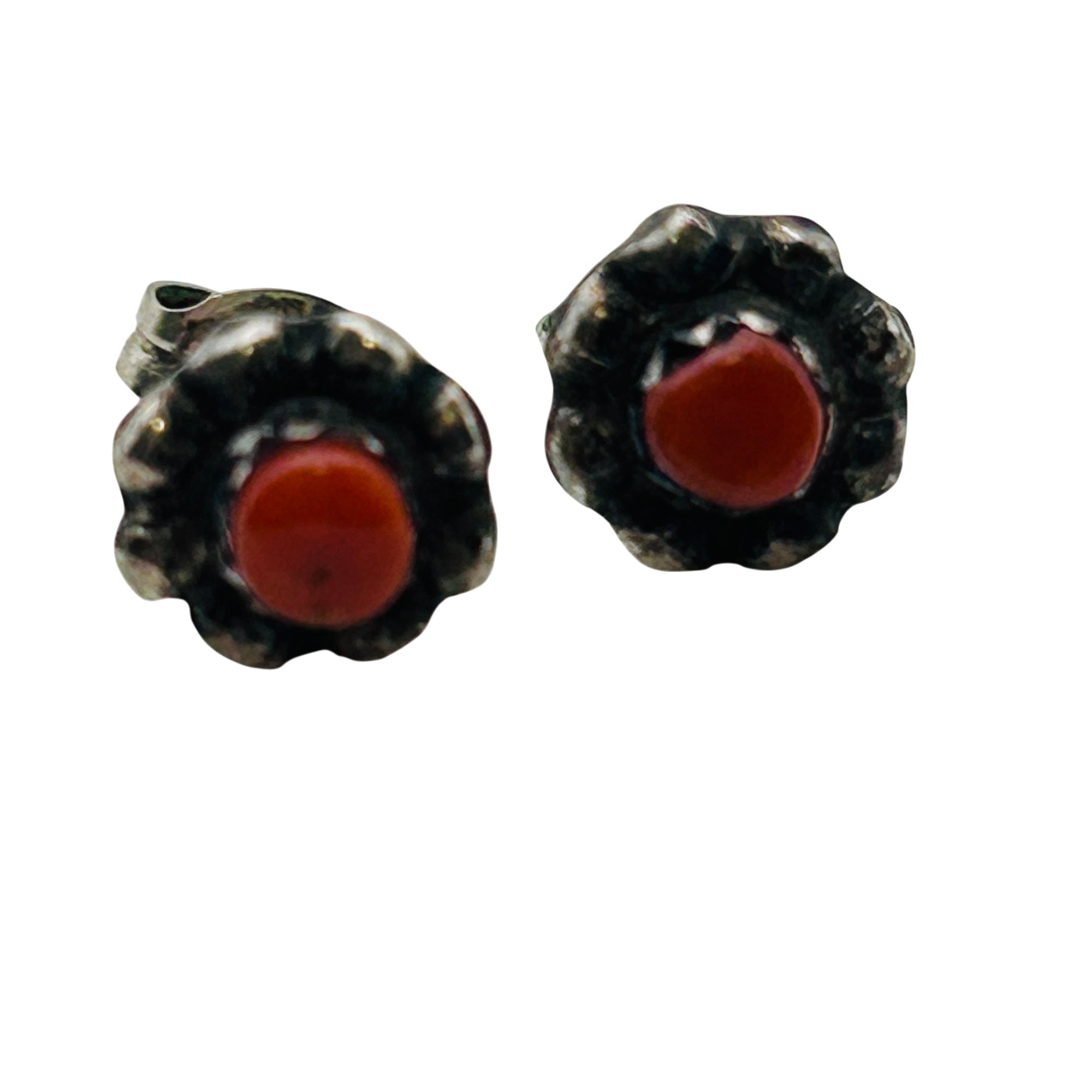 Navajo Sterling Coral Earrings