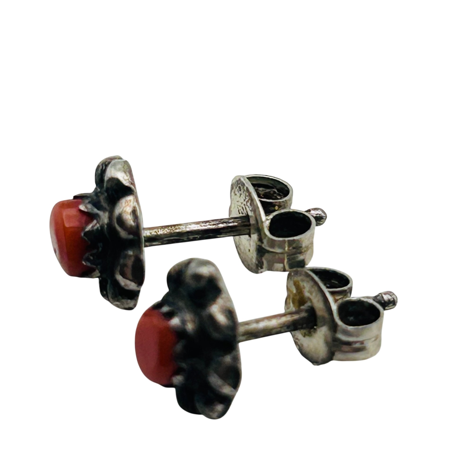Navajo Sterling Coral Earrings