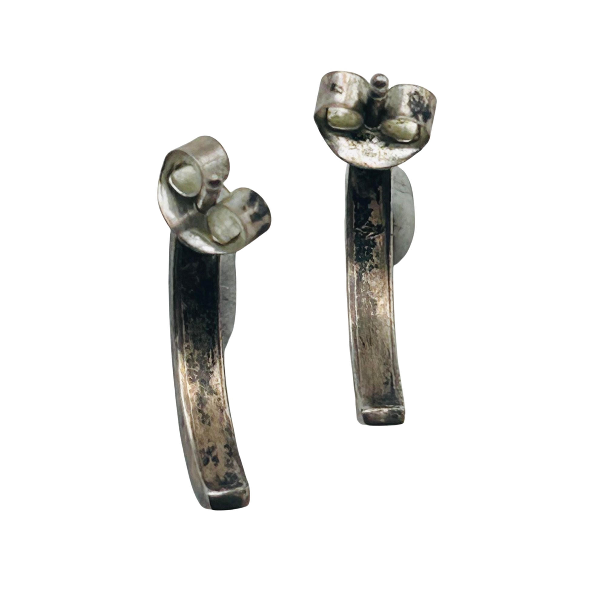 Navajo Sterling Inlay Turquoise Half Hoop Earring