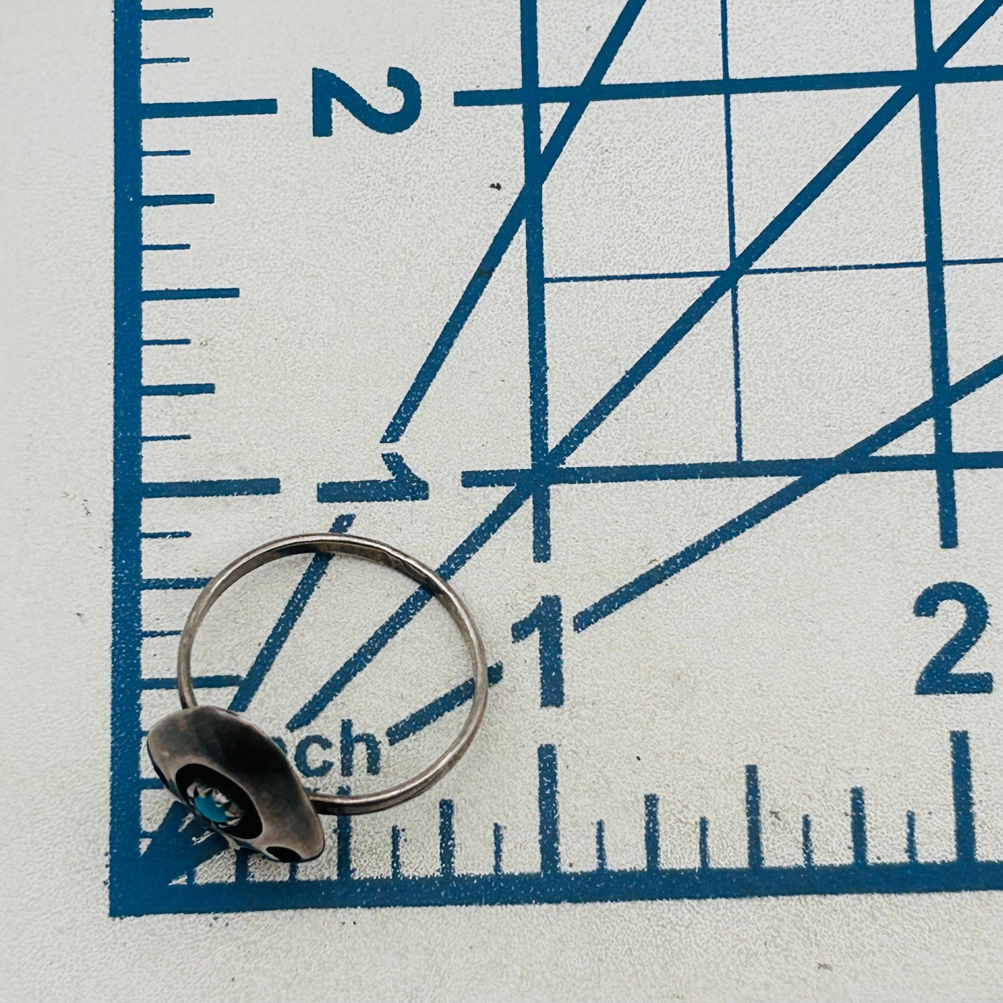 Native Sterling Turquoise Bear Claw Ring Sz 7