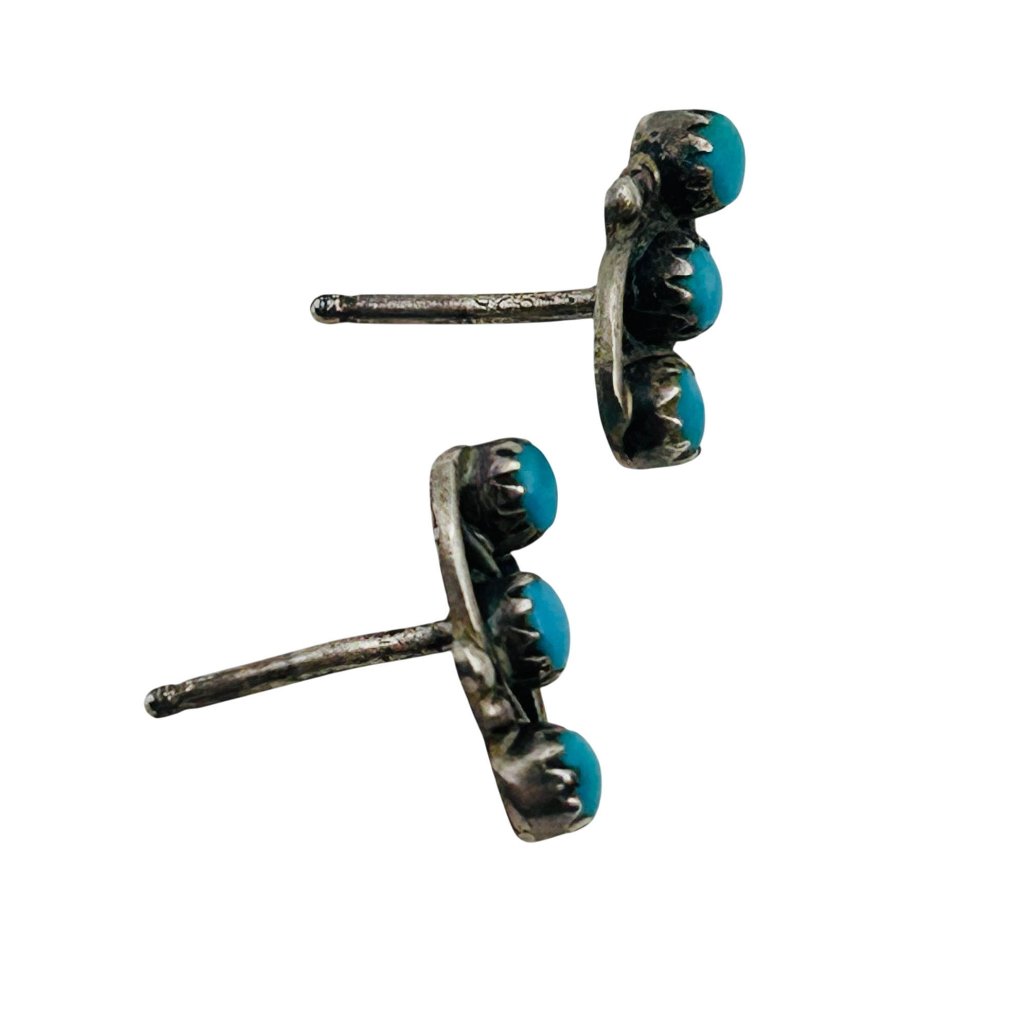 Zuni Sterling Row Turquoise Earrings