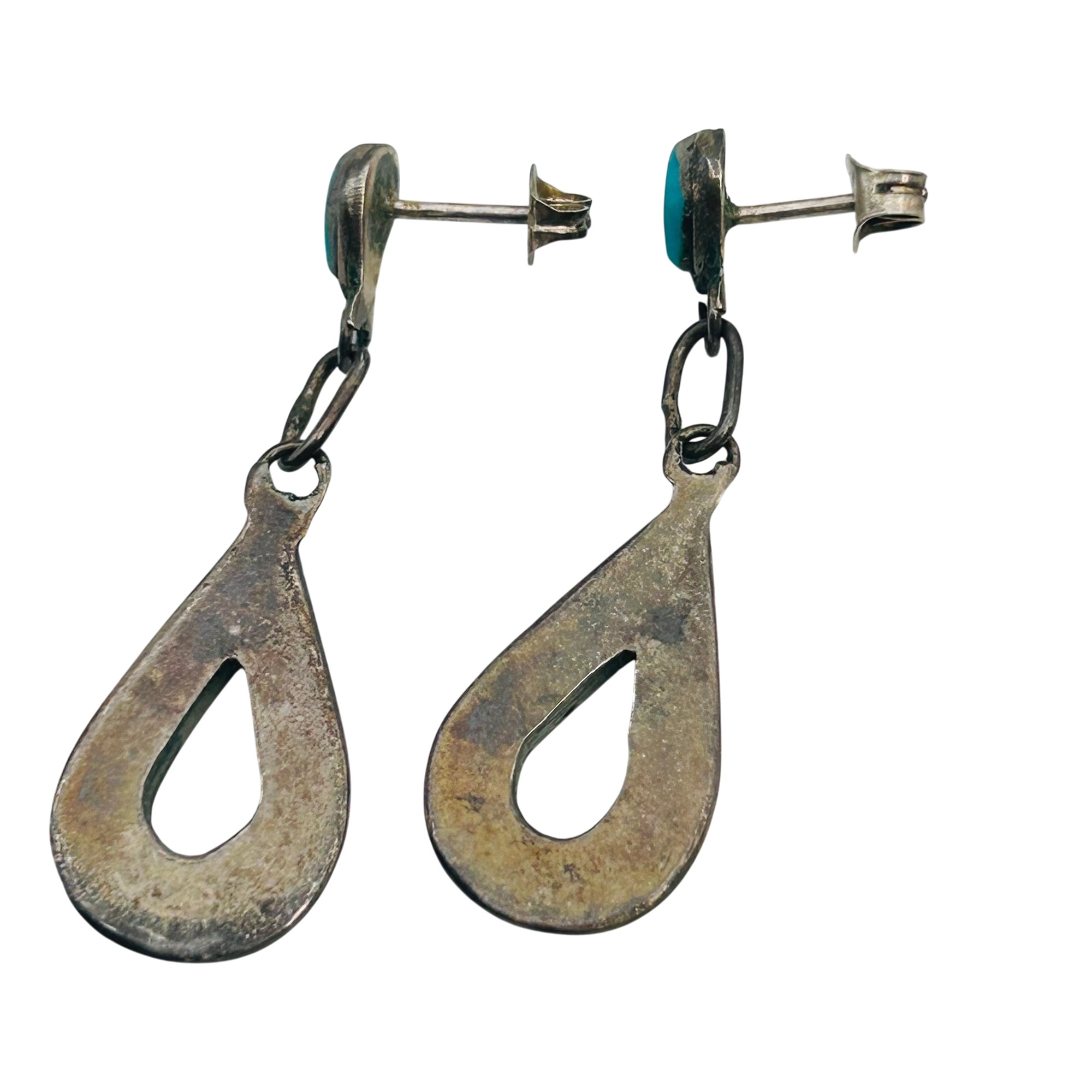 Emma Bowekaty Zuni Sterling Inlay Stone Earrings