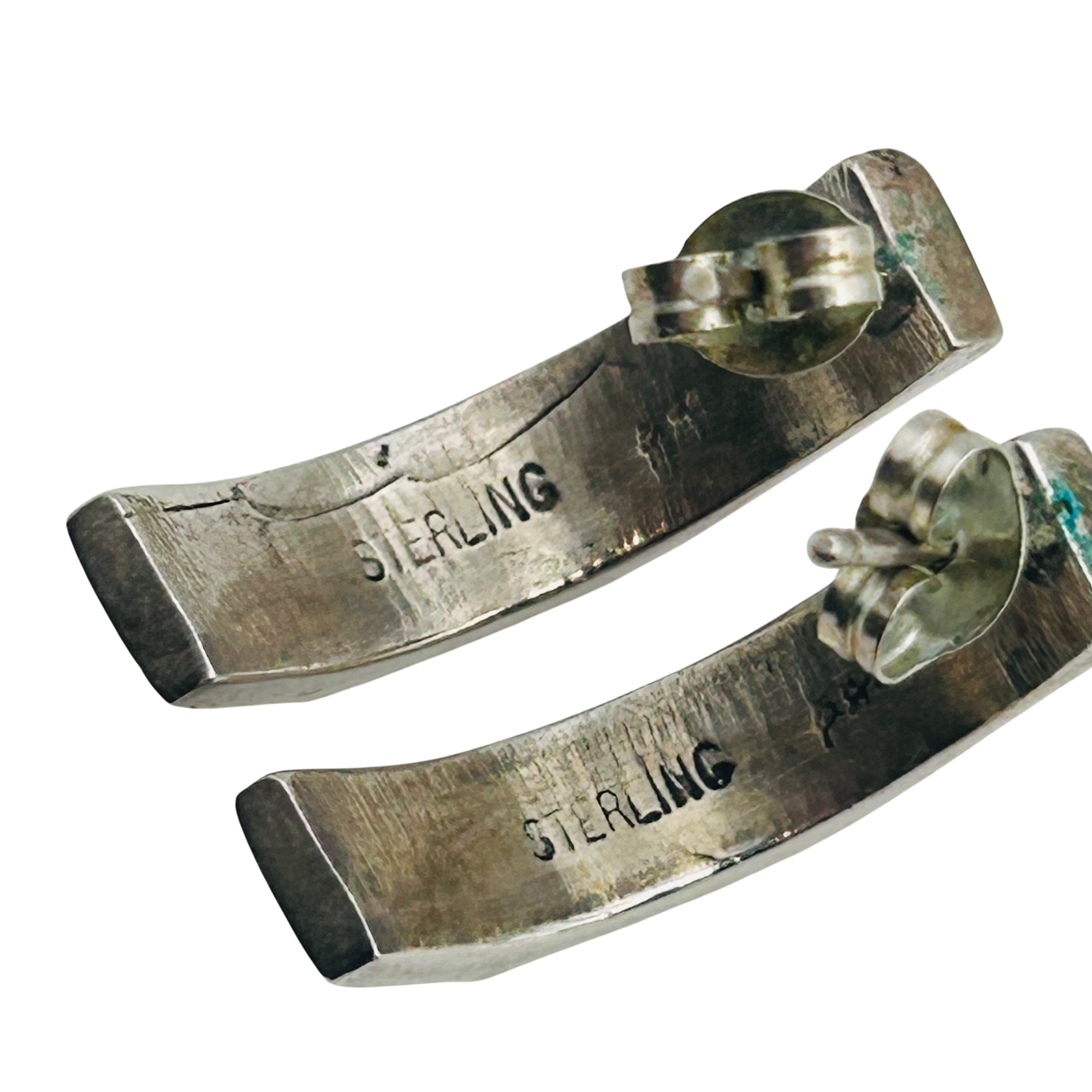 Signed Native Sterling Inlay Multi-stone Earrings