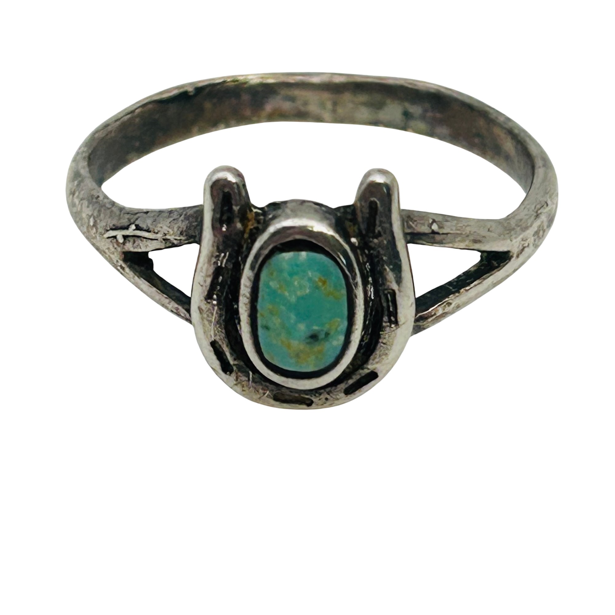 Navajo Sterling Horseshoe Turquoise Ring Sz 6.5