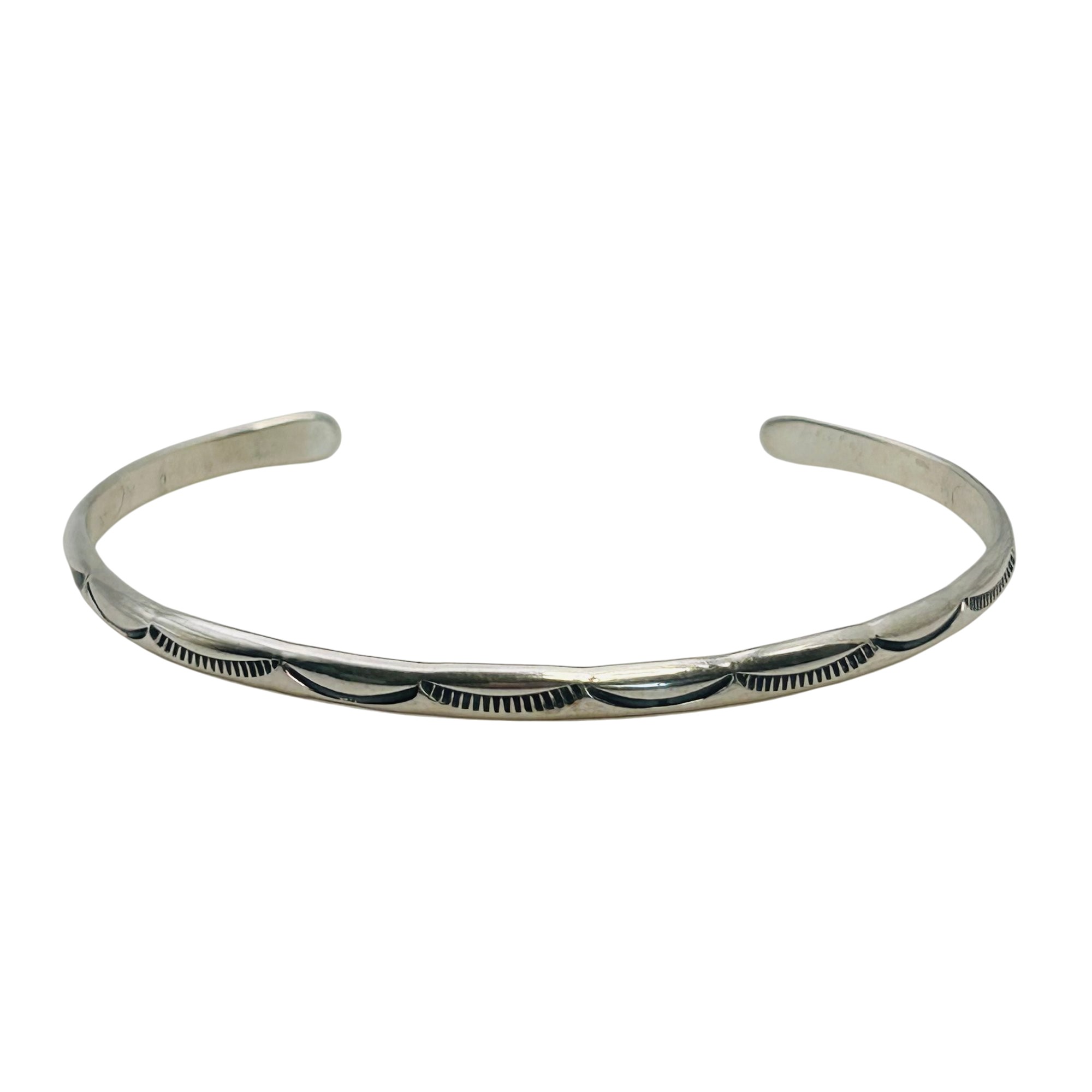 Signed Navajo Sterling Cuff Bracelet