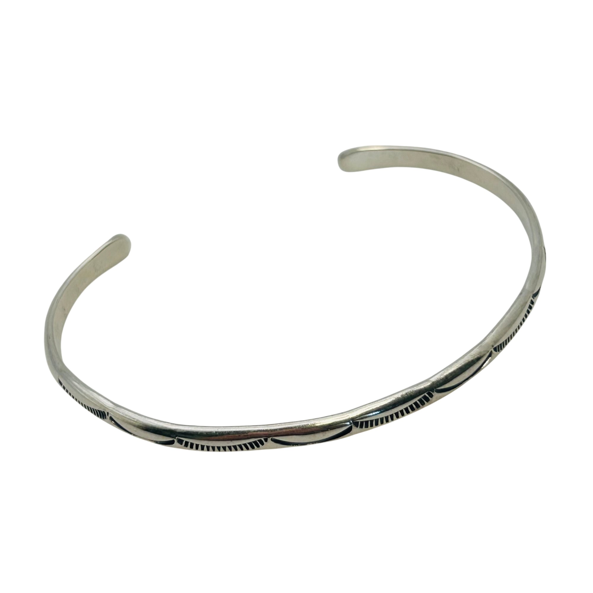 Signed Navajo Sterling Cuff Bracelet
