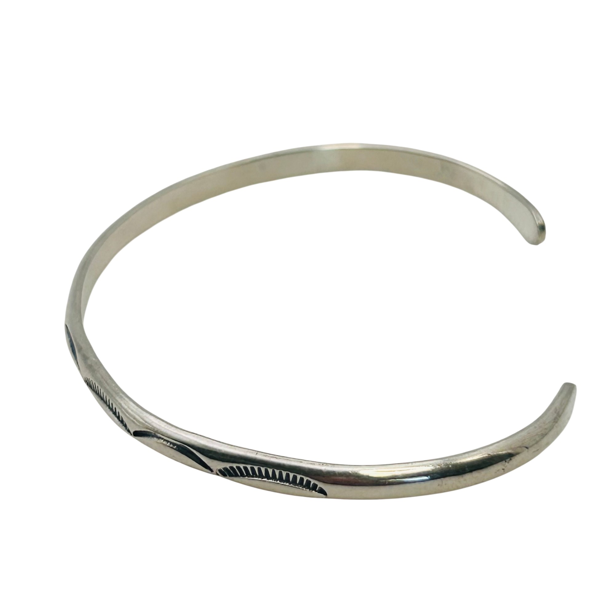 Signed Navajo Sterling Cuff Bracelet