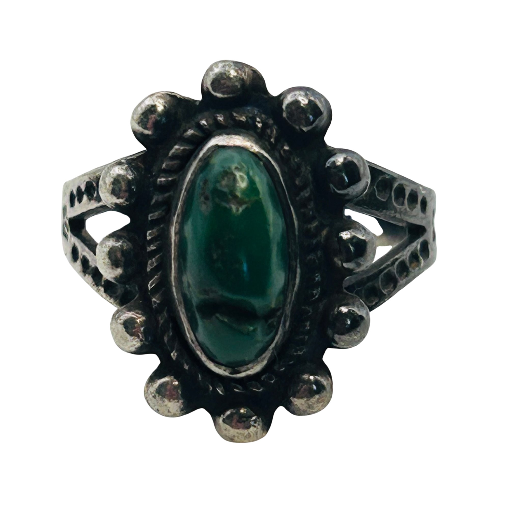 Navajo Sterling Malachite Ring Sz 4.5