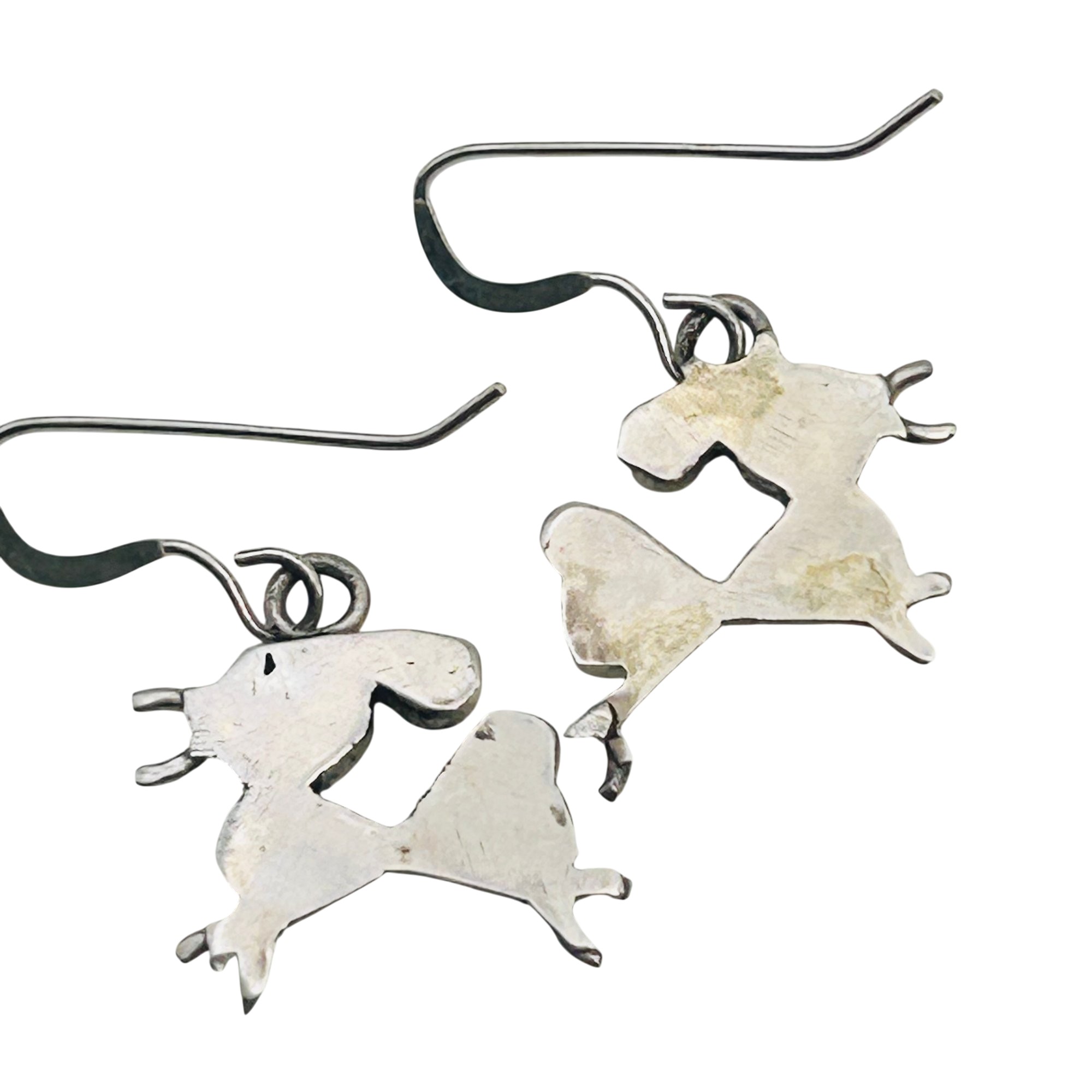 Zuni Sterling Inlay Roadrunner Earrings