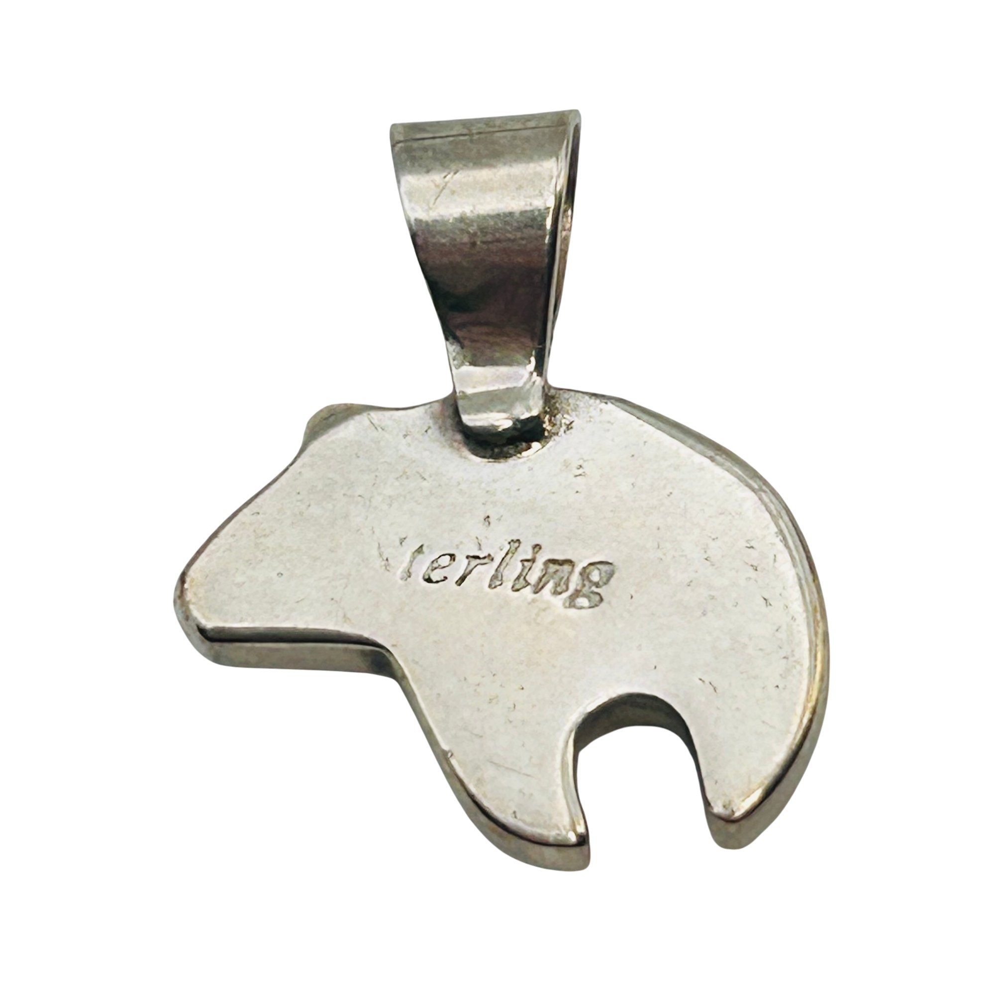 Southwest Sterling Muti-stone Inlay Bear Pendant
